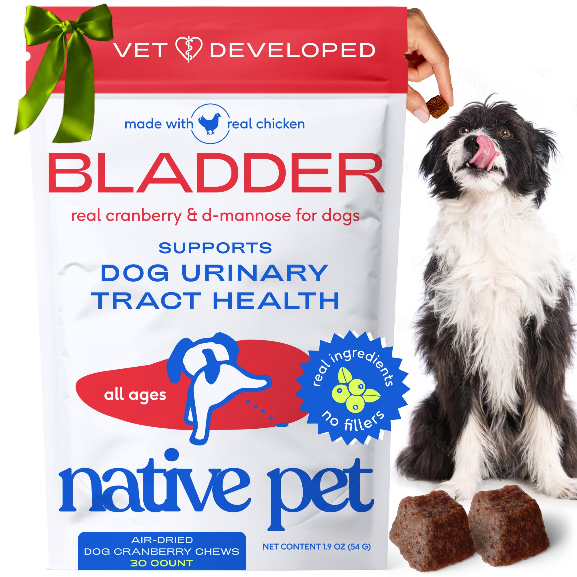 Dog UTI Treatment - Cranberry Supplement for Dogs Bladder Control & Kidney Support - Prevent Urinary Tract Infection and Urinary Incontinence - Made with Real Cranberry Extract - 30 Chews