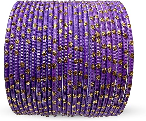 Zenia Creations - Juego de pulseras de metal de 24 piezas, joyería étnica india para bodas, fiestas y uso diario de moda, pulseras coloridas de