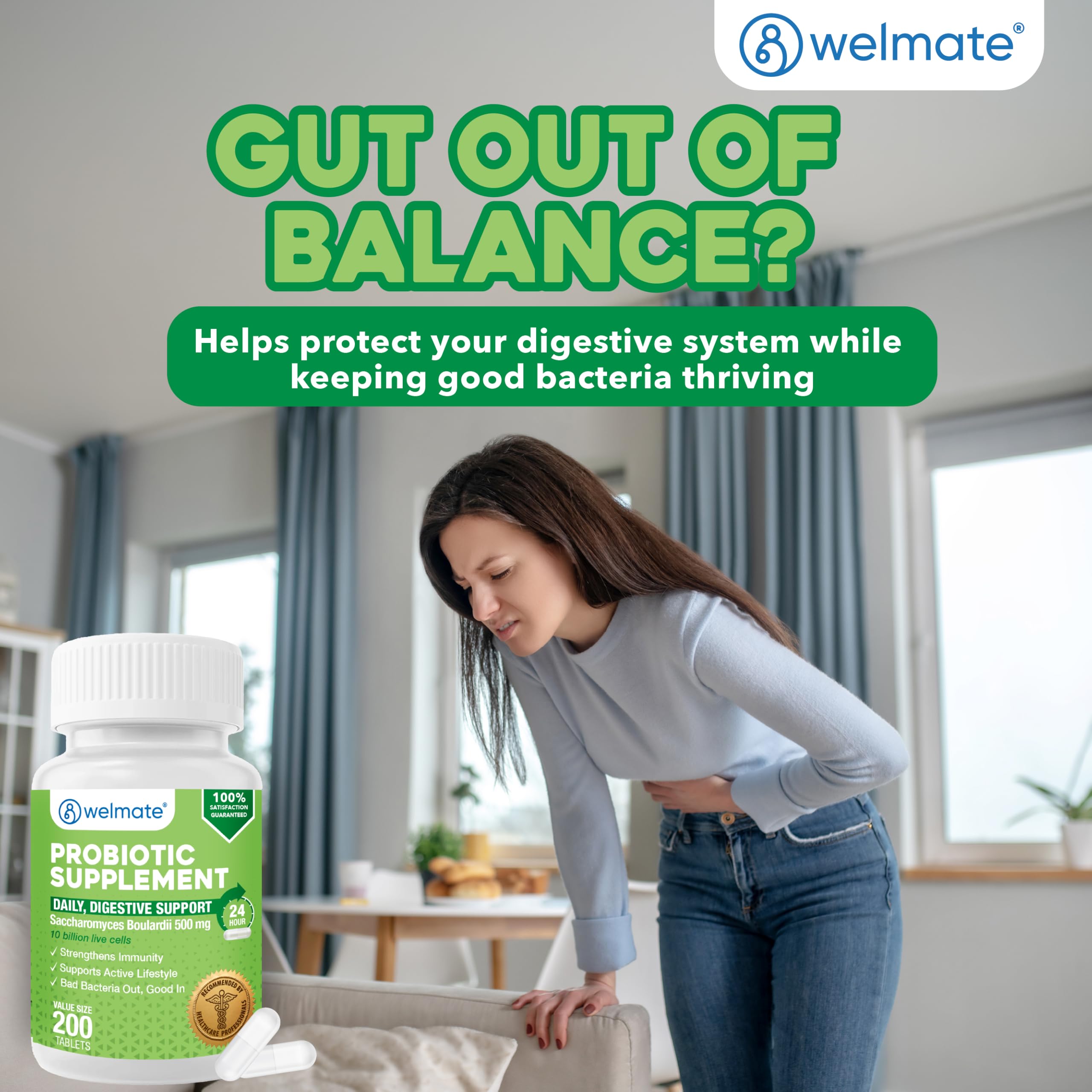 WELMATE Saccharomyces Boulardii Probiotics for Gut Health, 200 Capsules — Amazon image 3