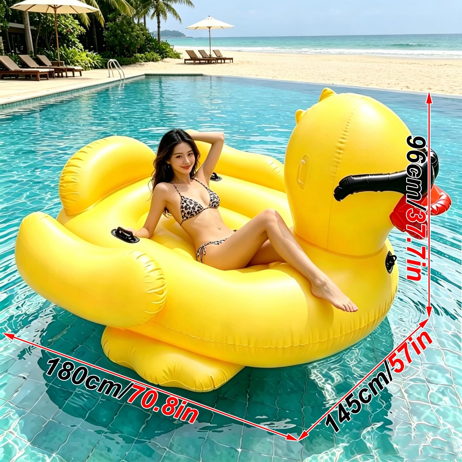 Matelas Gonflable Piscine, Matelas Pneumatique Piscine | Avec Poignée, en Forme de Canard, Esthétique et Originale, Idéale pour le lac ou la Mer