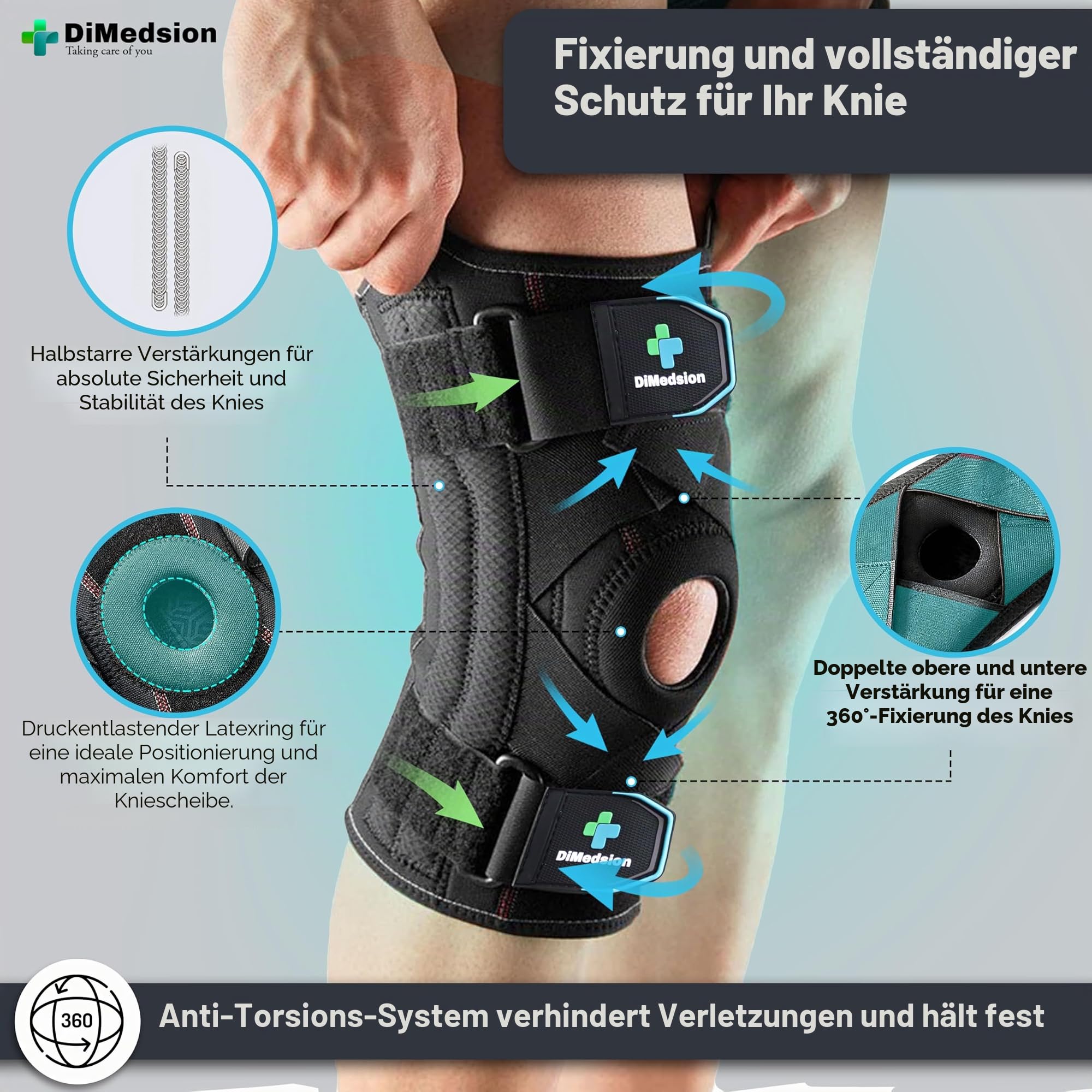 Kniebandagen Meniskus und Bänder Kniebandage Meniskus und Bänder mit Tasche, Kniebandage für Meniskus, orthopädische Kniebandage mit Knieimmobilisator, Kreuzband-Kniebandage (XL)