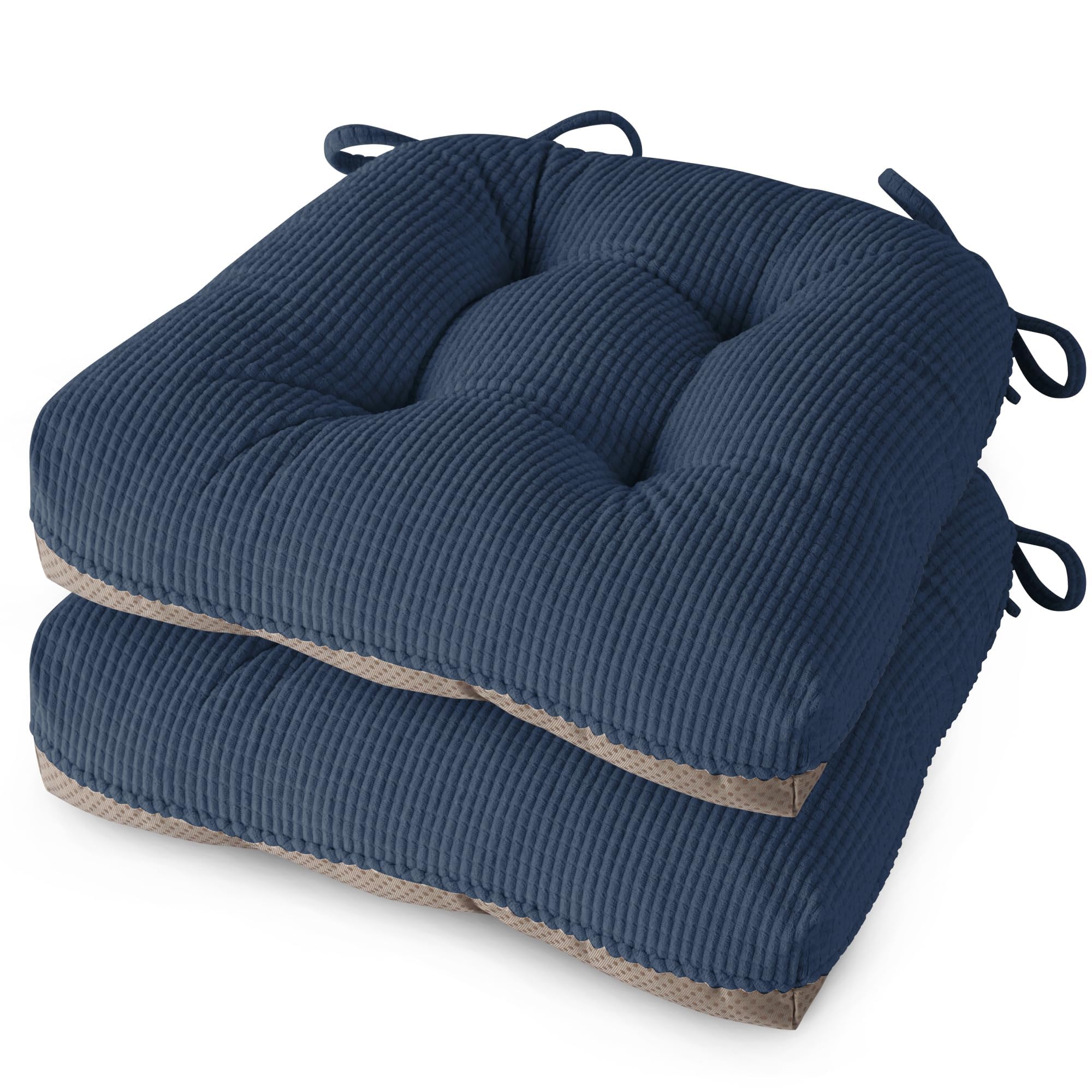 MineCozy Seat Cushions for Dining Chairs Set of 2, 46X42X8cm, Dark Blue