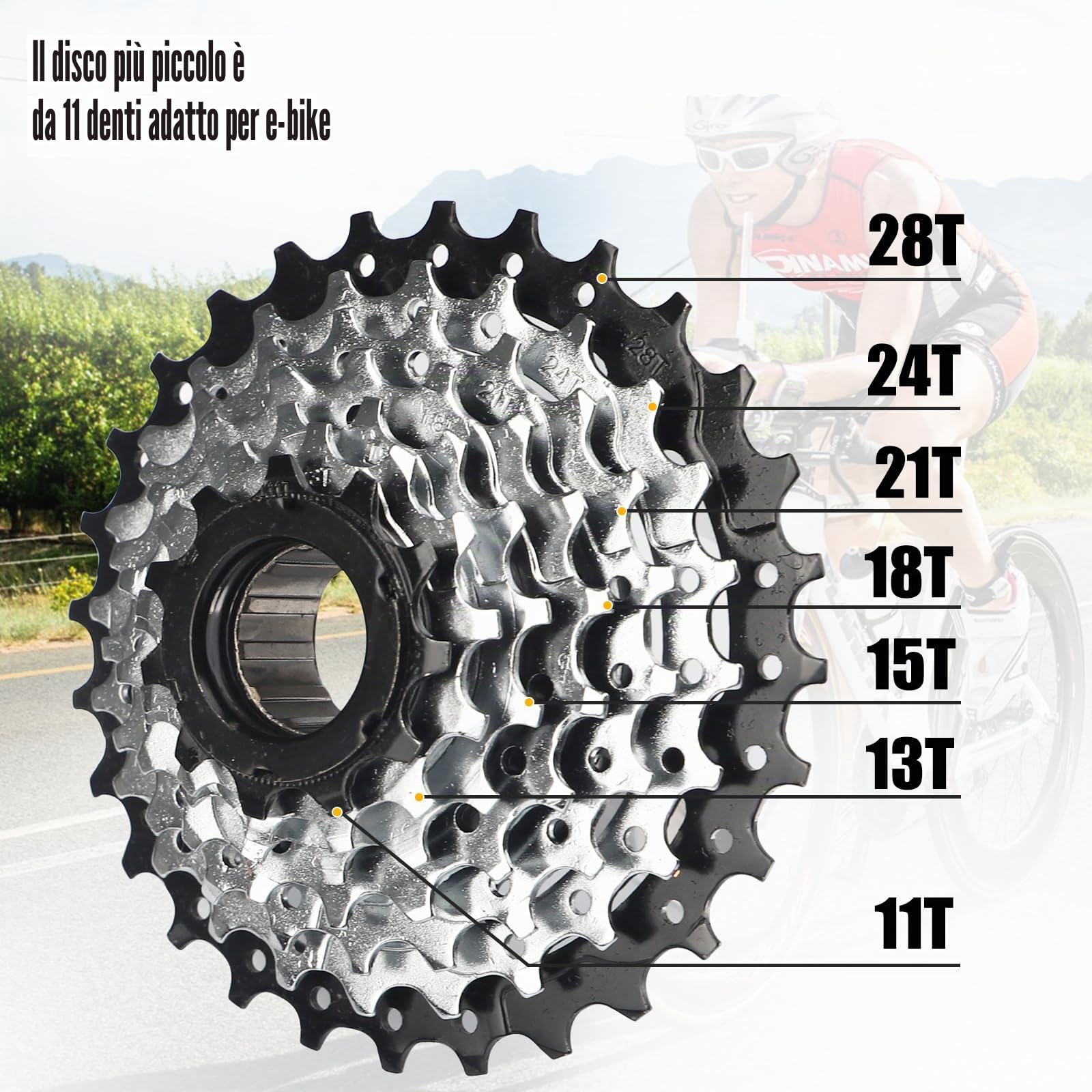 MEGHNA Ruota Libera elettrica 7/8 Marce, 11-28 Teeth/11-32 Teeth Screw On Multiple Freewheel