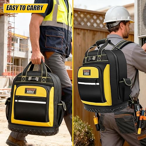 Miniatura 6 de Mochila de herramientas, mochila de herramientas de alta resistencia de 17 pulgadas con base moldeada impermeable, duradera y multiuso para