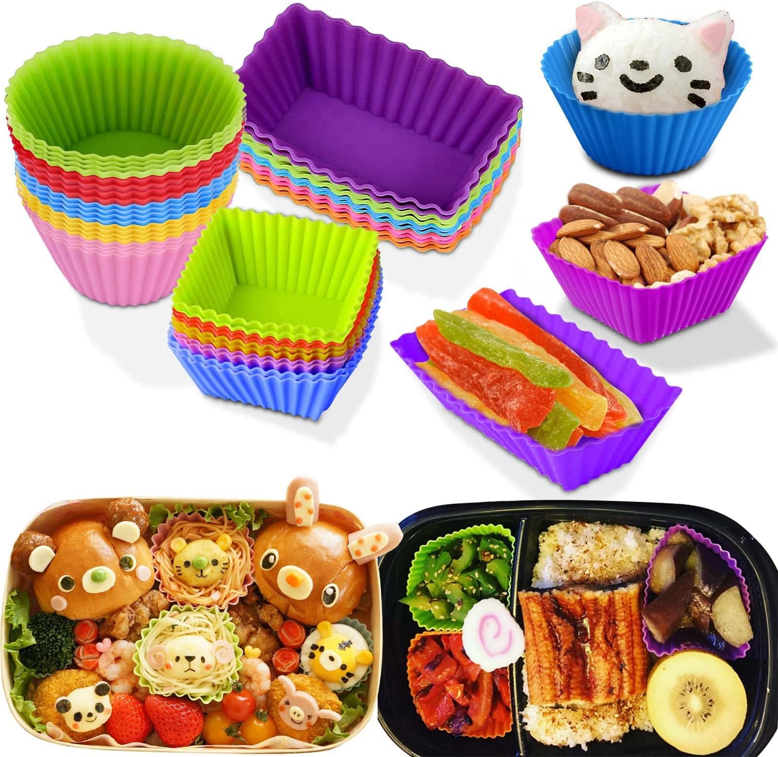 Syosi 40 Pcs Silicone Lunch Box Dividers, Bento Bundle Dividers For Kids Accessories(Mixed Colors)