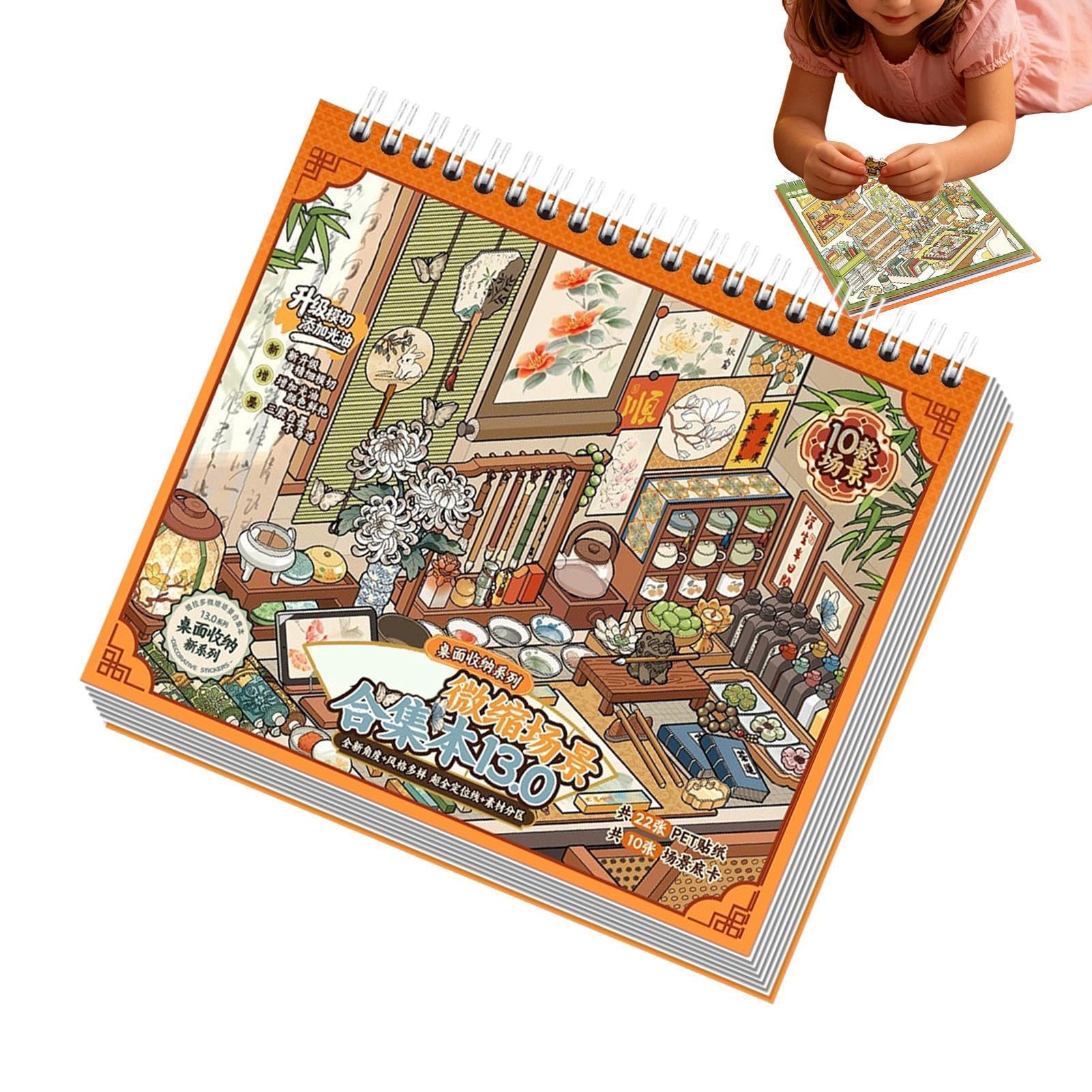 Set pegatinas mini casa ilusión 3D para diarios escolares y manualidades