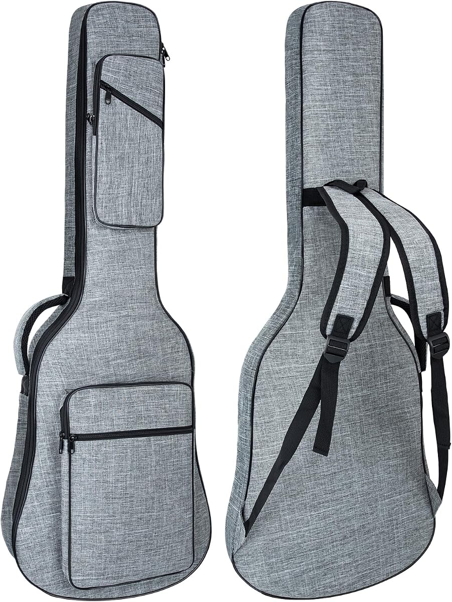 39 Inch Electric Guitar Bag 11mm Padding Waterproof Electric Guitar Case, Electric Guitar Gig Bag Backpack with Neck Strap and Pockets, Grey