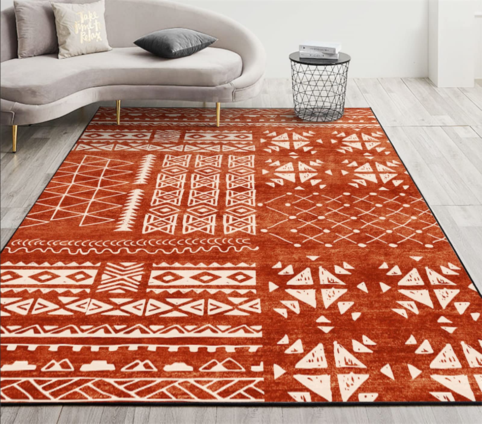 Tapis de salon géométrique orange 200x300cm doux haut de gamme