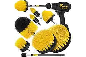 Holikme 8-Piece Car Detailing Drill Brush Scrubber Set