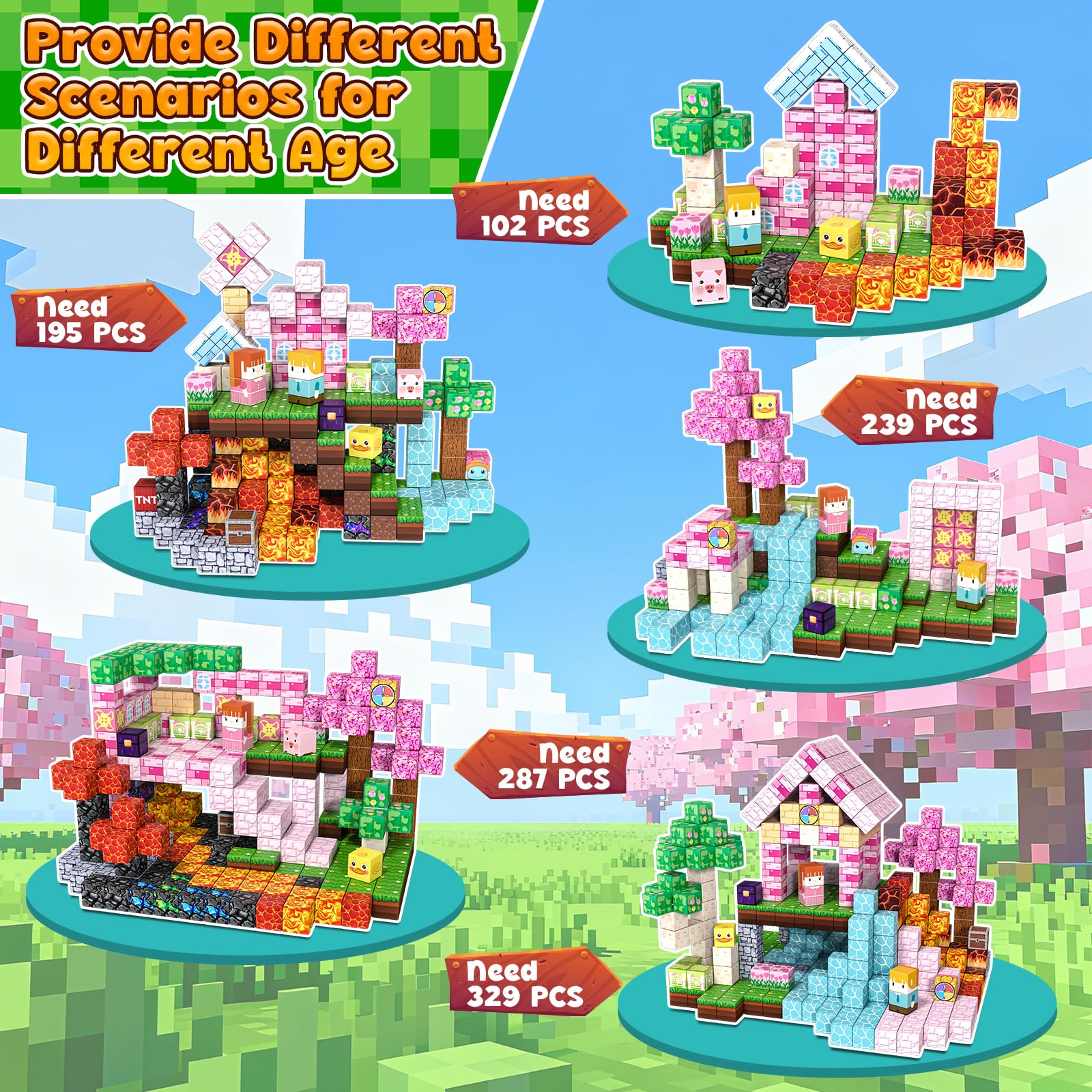 ACELIFE Blocchi magnetici da costruzione 200 pezzi, giocattoli magnetici creativi STEM Magnetic Building Blocks giocattoli regali per bambini ragazzi e ragazze 3 4 5 6 7 8 anni