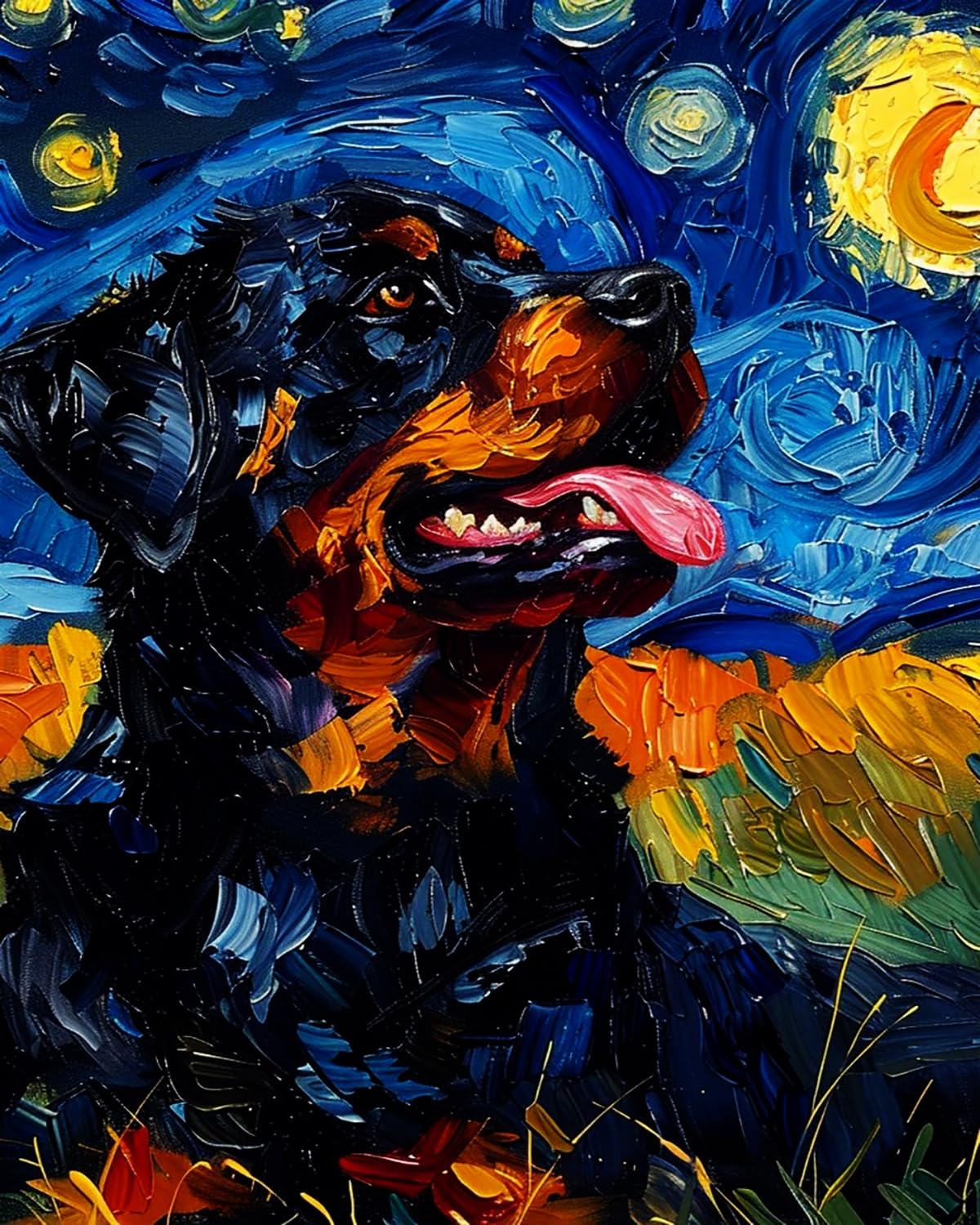 Liubaishi Multicolour Paint By Numbers For Adults, Starry Night Rottweiler, 40X50 Cm Acrylic Canvas Kit