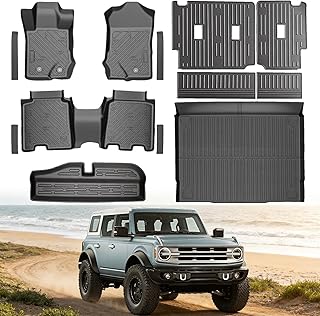 Floor Mats for Ford Bronco 2026 2025 2024 2023 2022 2021 5-Seat Gas | TPE All-Weather 1st 2nd Row, Cargo Liner with Seat Back, Bumper Guard, Door Sill Protector, Heavy Duty, Bronco Accessories