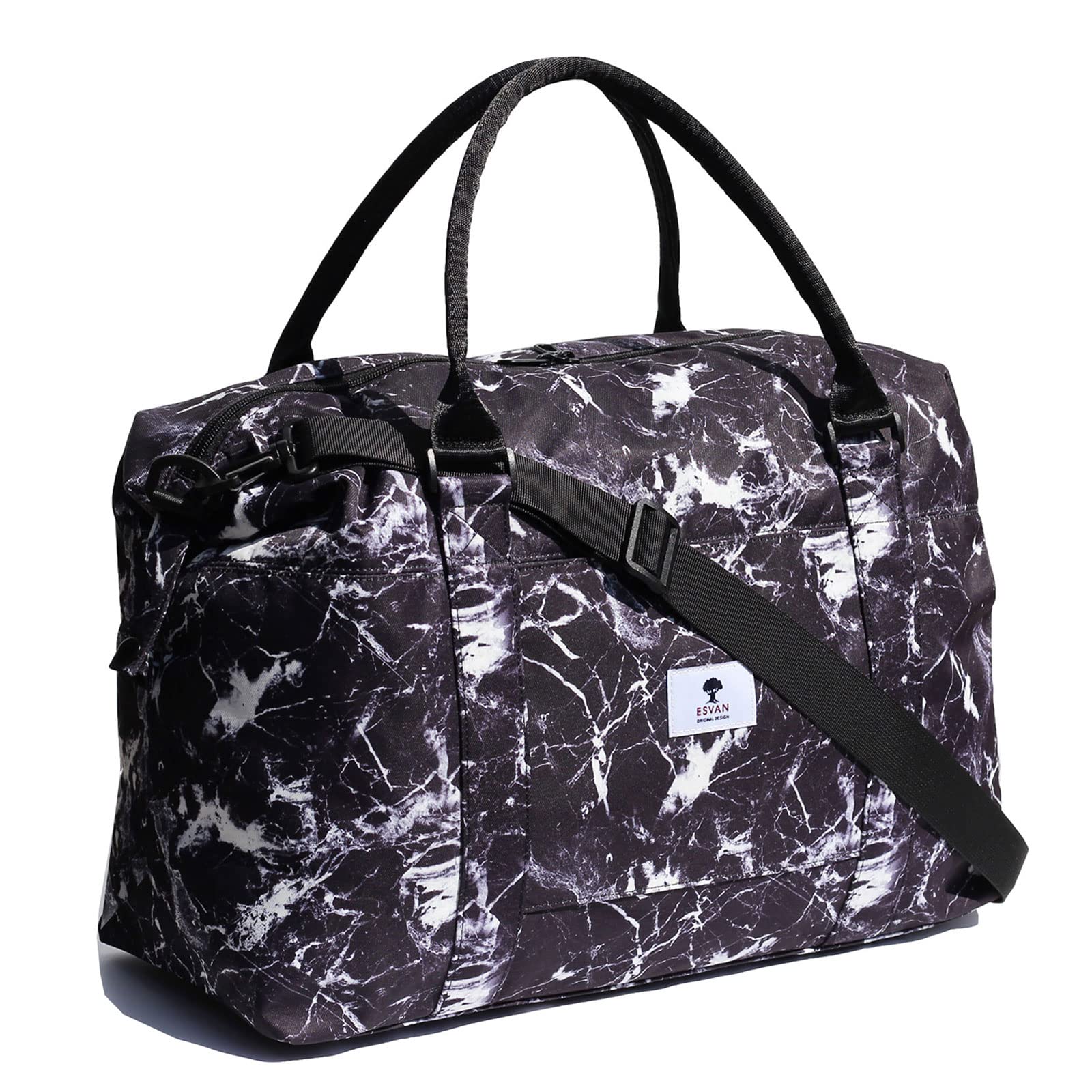 ESVAN Travel Tote Duffel Gym Bag,Weekender Overnight Carry-on Tote Crossbody Bag with Wet Pocket and Trolley Sleeve Upgraded