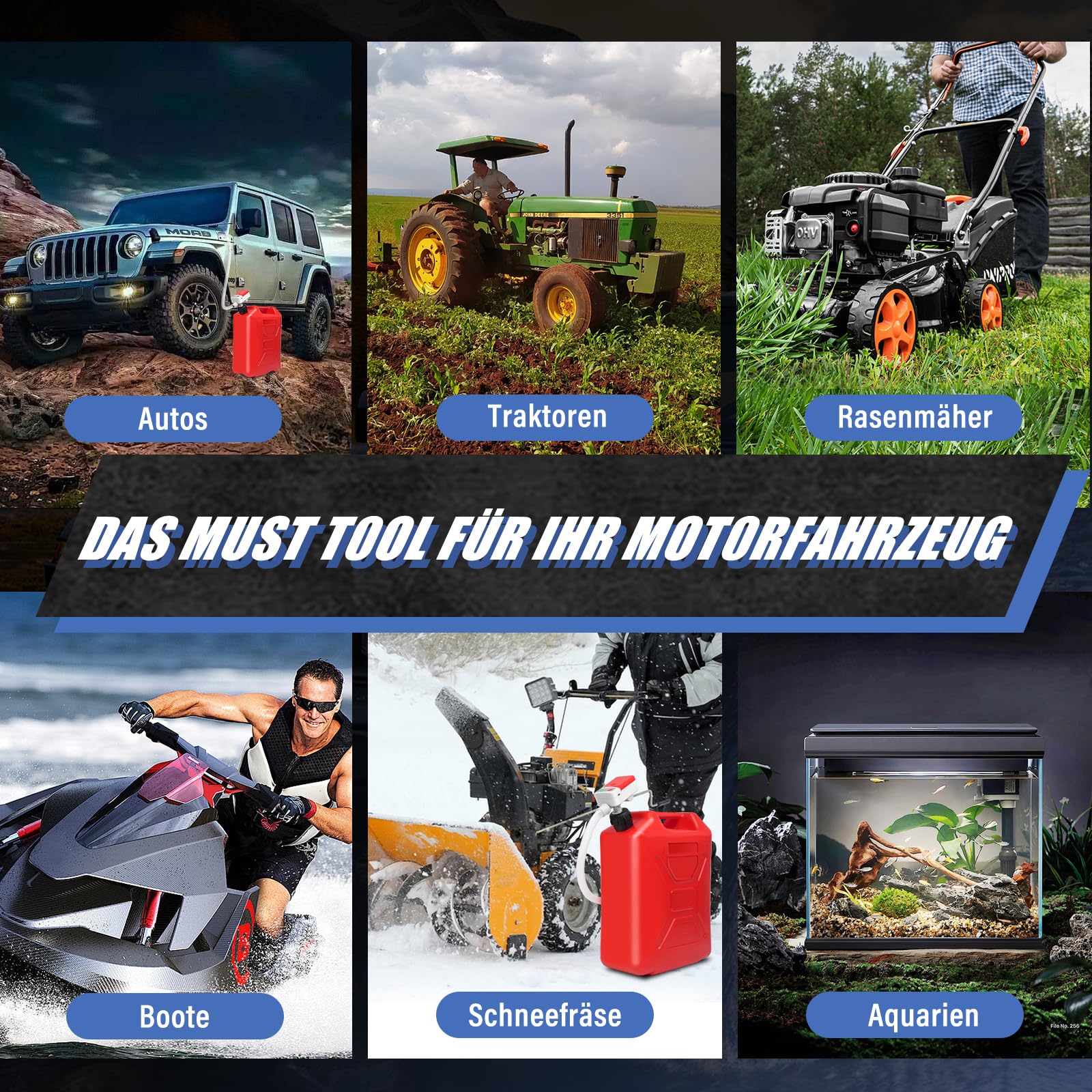 Kraftstoff Umfüllpumpe mit Auto-Stopp-Sensor, Kraftstoffpumpe mit 4 Größe Tankadapter, Elektrische Transferpumpe mit 1.8M Schlauch, Dieselpumpe für Benzin, Diesel, Öl, Absaugung Benzinpumpe