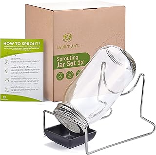 1 Pack Sprouting Jar Kit | Complete Growing Set for Making Sprouts | Easy Organic Sprouts at Home | Indoor Seed Sprouter | Sprout Starter Kit | Mason Jar for Sprouting Broccoli, Alfalfa, Beans & More