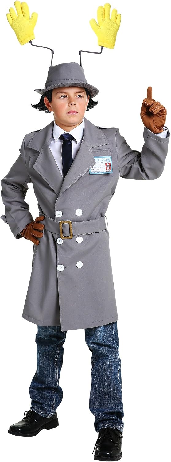 Fun Costumes Inspector Gadget Boys Costume, Detective Outfit For Kids With Trench Coat, Hat, Belt, Gloves, & Badge