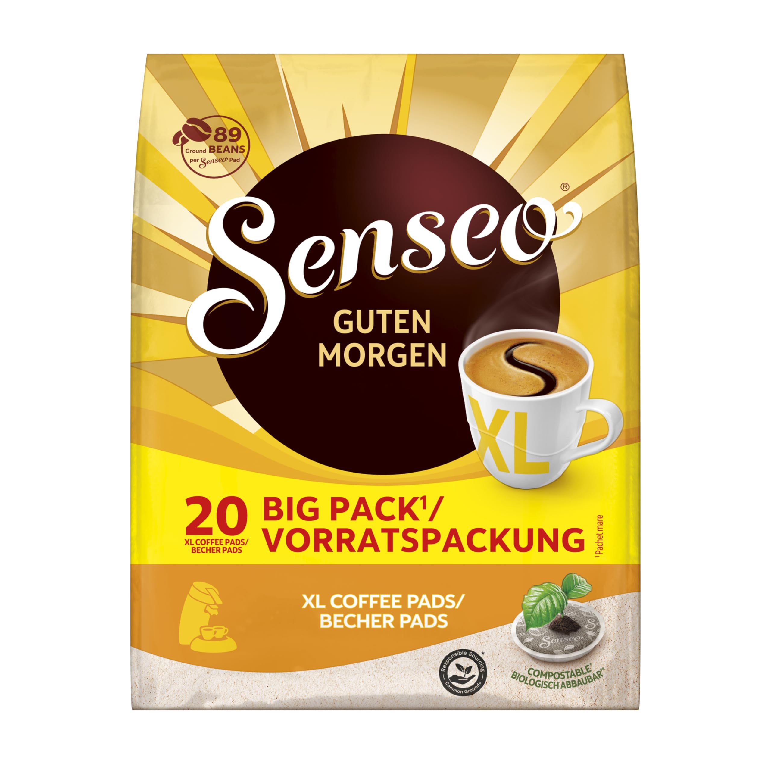 Senseo Pads Guten Morgen XL, Vorratspackung, 5 x 20 Getränke, 100 Kaffeepads
