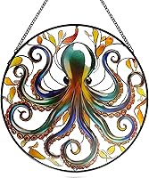 Vista 11 de Colgante de Vidrio Emplomado de Gato Negro para Ventana, 9.8'' Gato Negro y Mariposa con Diseño de Nebulosa Atrapasol Decoración del Hogar