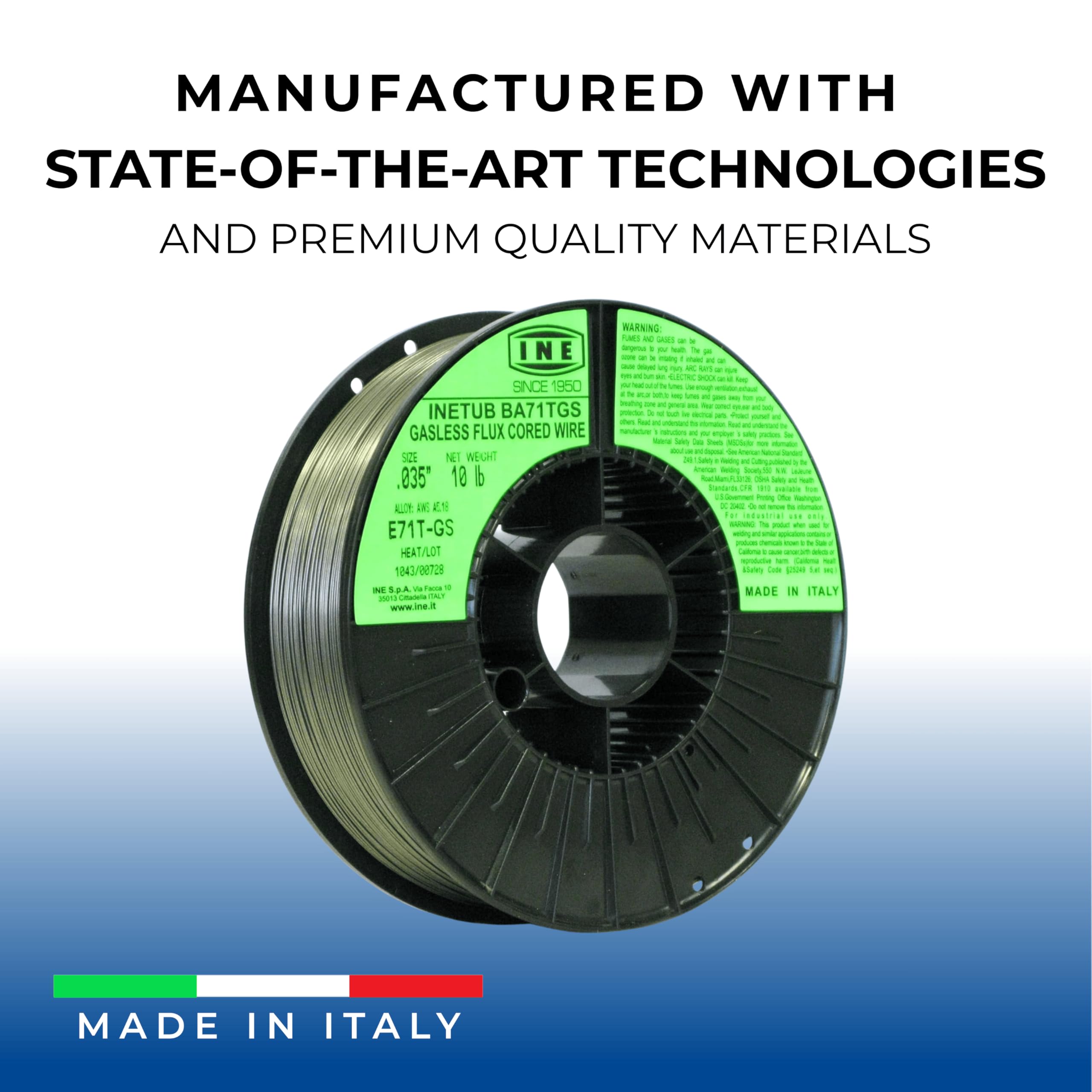INE TUB BA71TGS - Filo di saldatura con anima in acciaio al carbonio, bobina da 4,5 kg, 0,08 cm