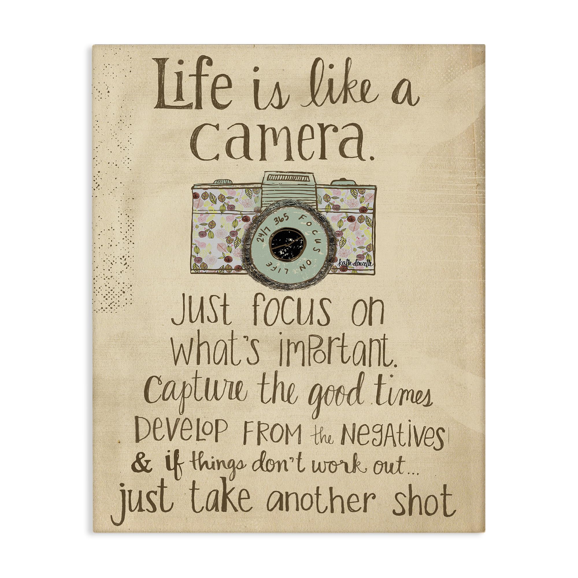 Stupell Industries Life Is Like A Camera Inspirational XXL Stretched Canvas Wall Art, 30 x 1.5 x 40, Multi-Color