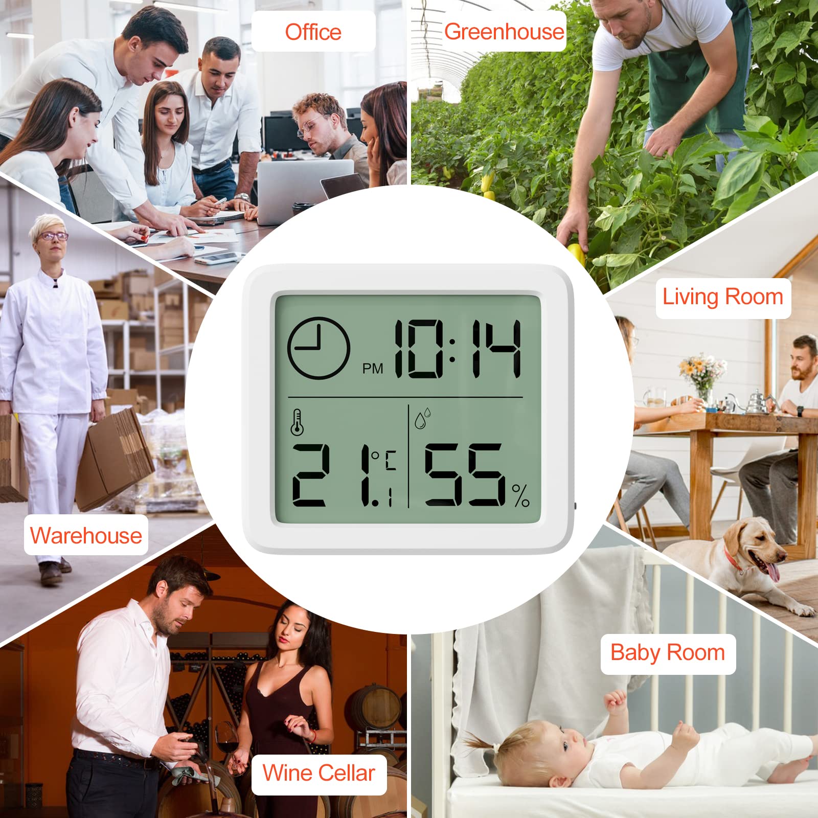 Gvolatee Higrometr wewnętrzny, mini cyfrowy termometr wewnętrzny, miernik wilgotności powietrza, higrometr cyfrowy z wysoką dokładnością, termohigrometr do salonu, pokoju dziecięcego, biura (biały)
