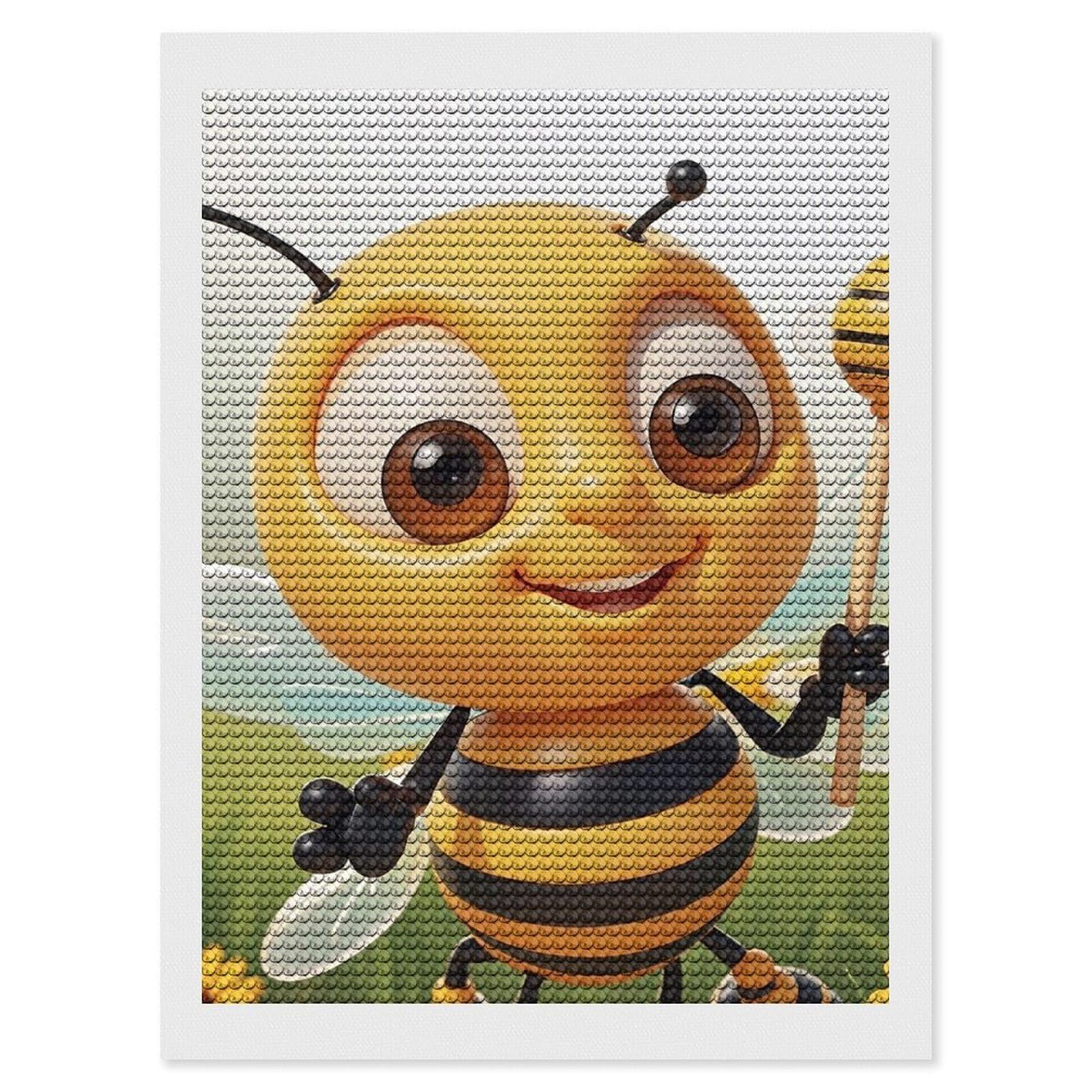 DWVTSLH Honey Bee Diamond Painting Kits for Adults, Personalized Diamond Photo Art Full Drill, DIY 5D Diamond Art Painting Kits for Beginners, Home Wall Decor 12"x16"
