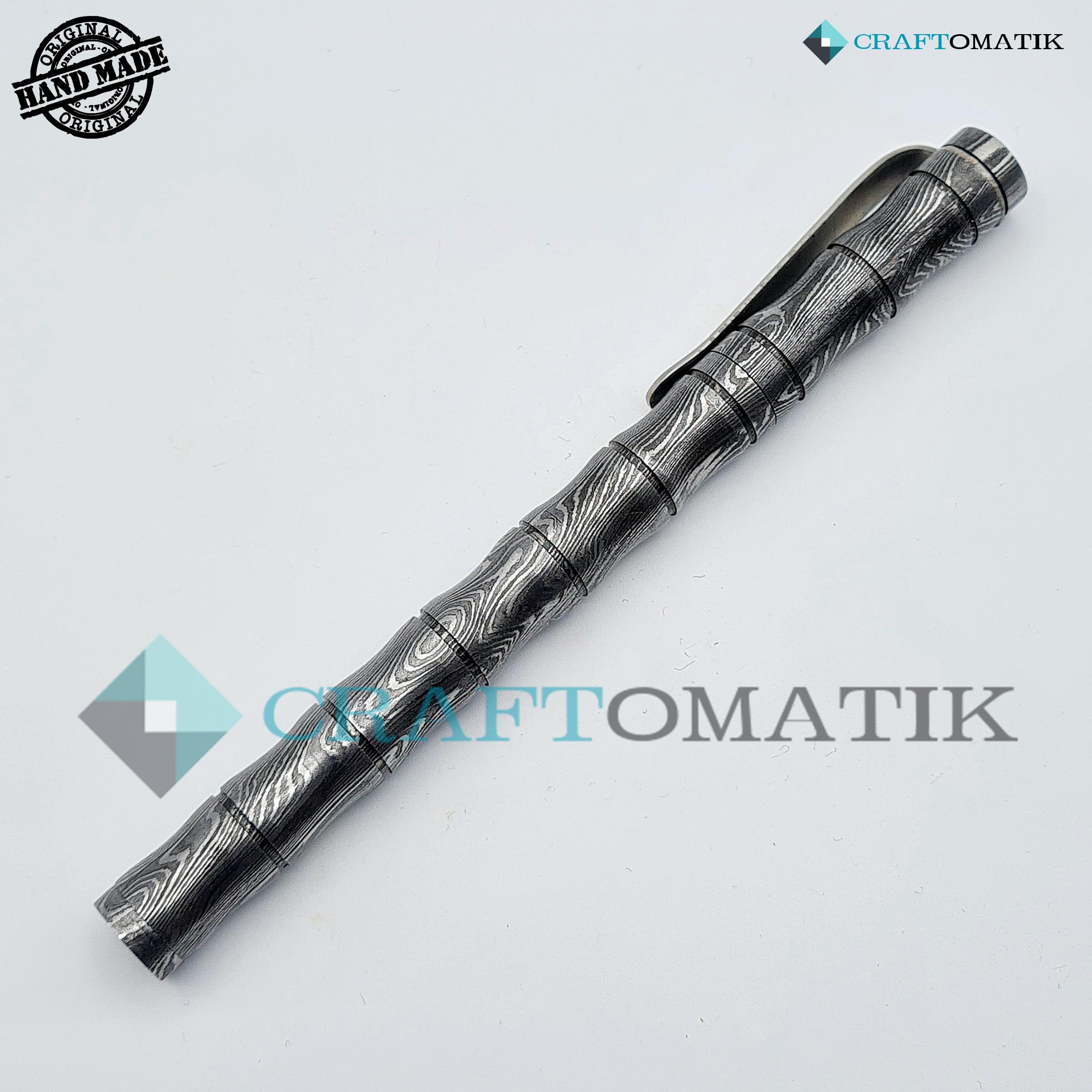 Damast Stahl Kugelschreiber Geschenkset | Handgefertigt Damaskus Stiftset | DP05