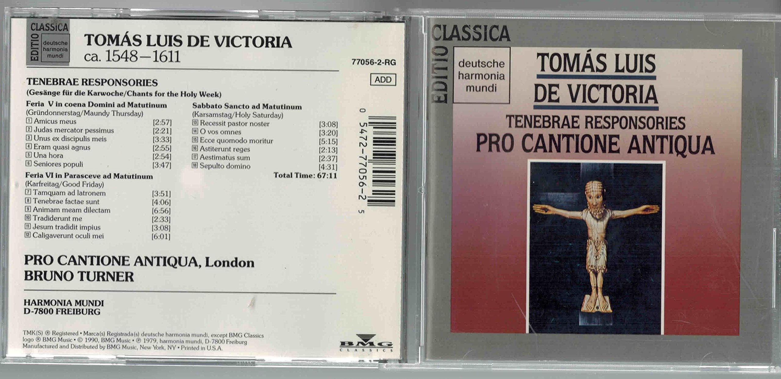 Tenebrae Responsories [Audio CD] De Victoria and Turner, Bruno