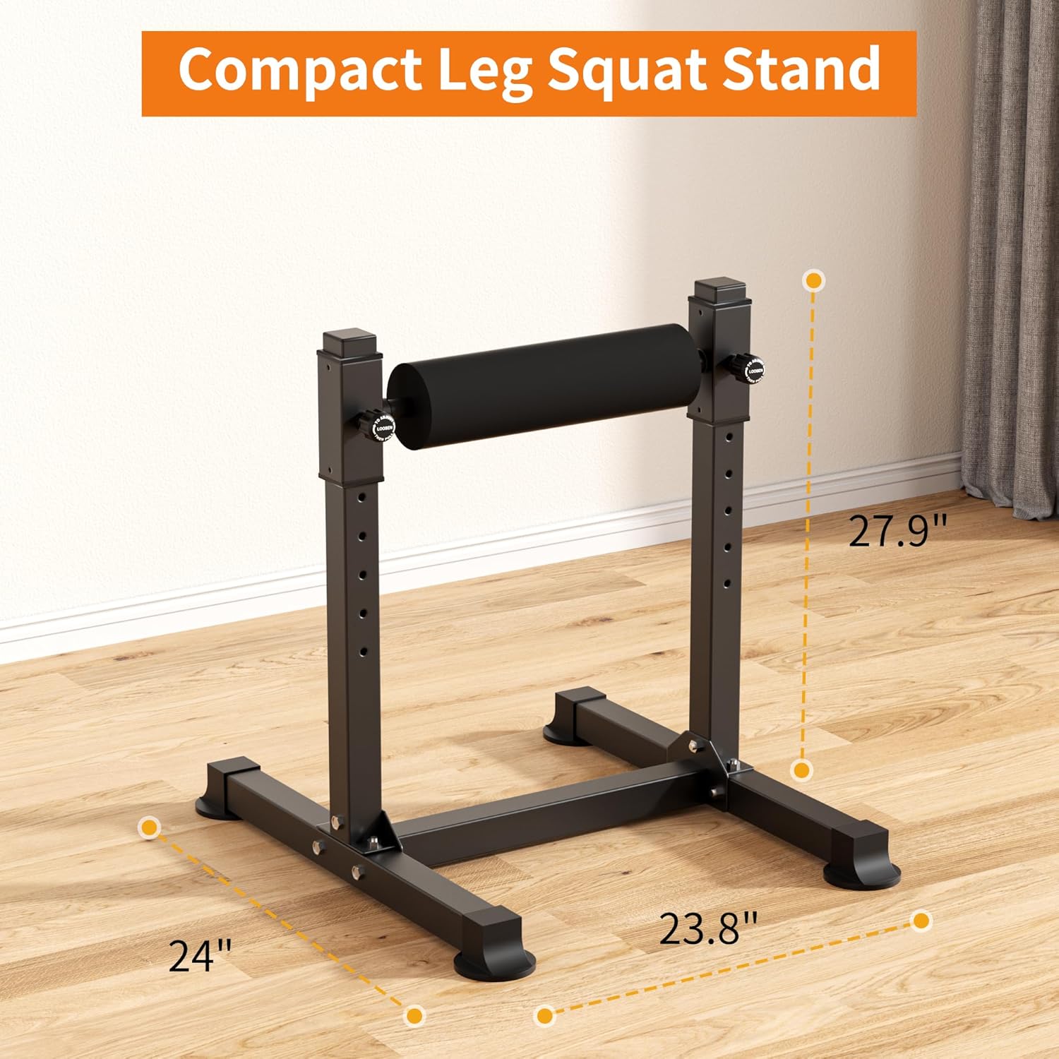 Bulgarian Split Squat Stand, Single Leg Squat Roller with 8 Adjustable Roller Heights, One Leg Squat Stand, Lower Body Workout Machine Home Gym