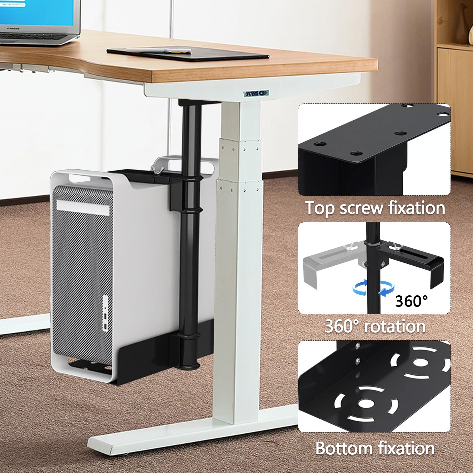 Computer Houder Easy / CPU houder | Zwart, Zilver en Wit