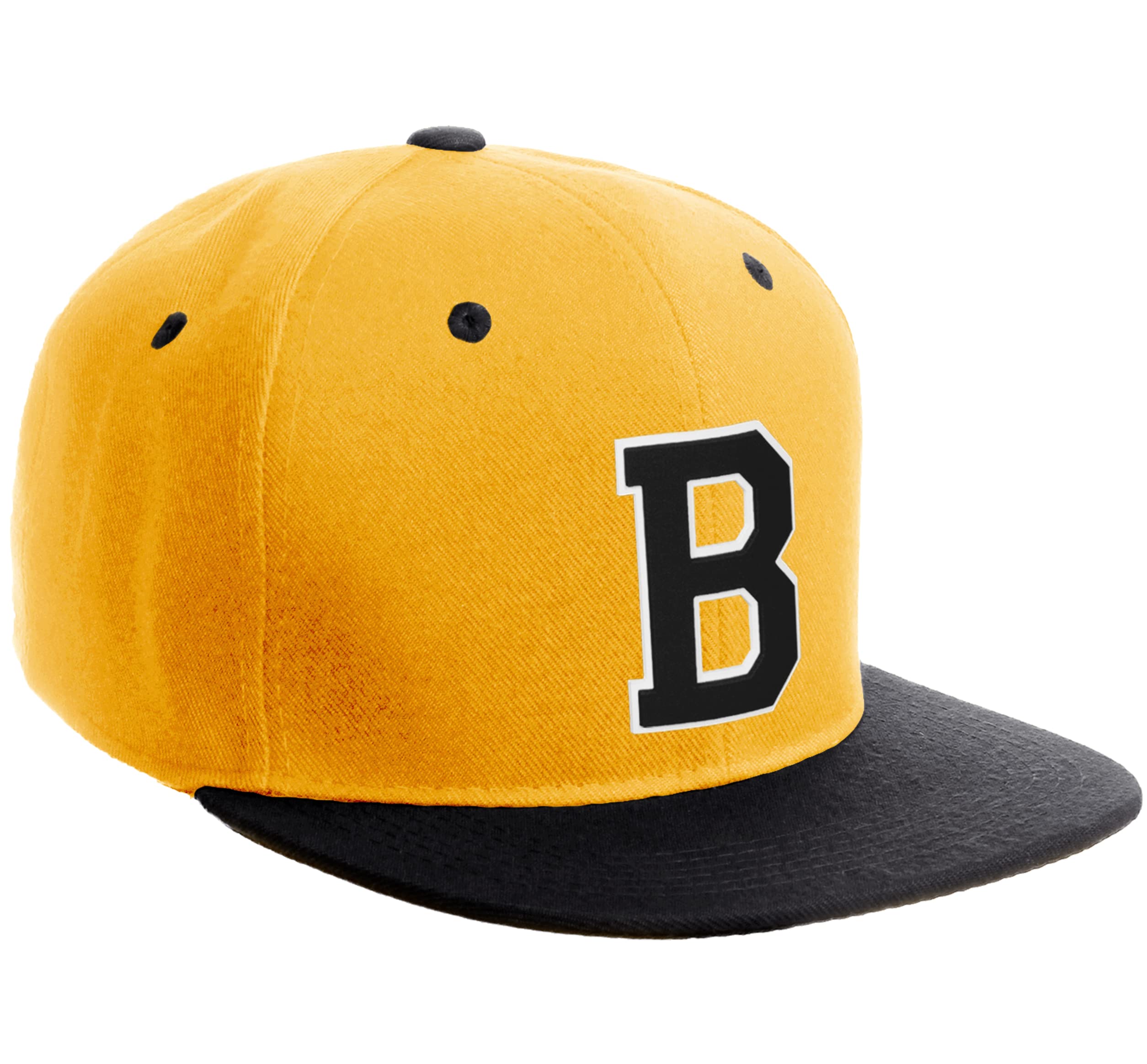 Daxton Classic Snapback Hat Custom A to Z Initial Varsity Letters Flat Bill Visor Cap