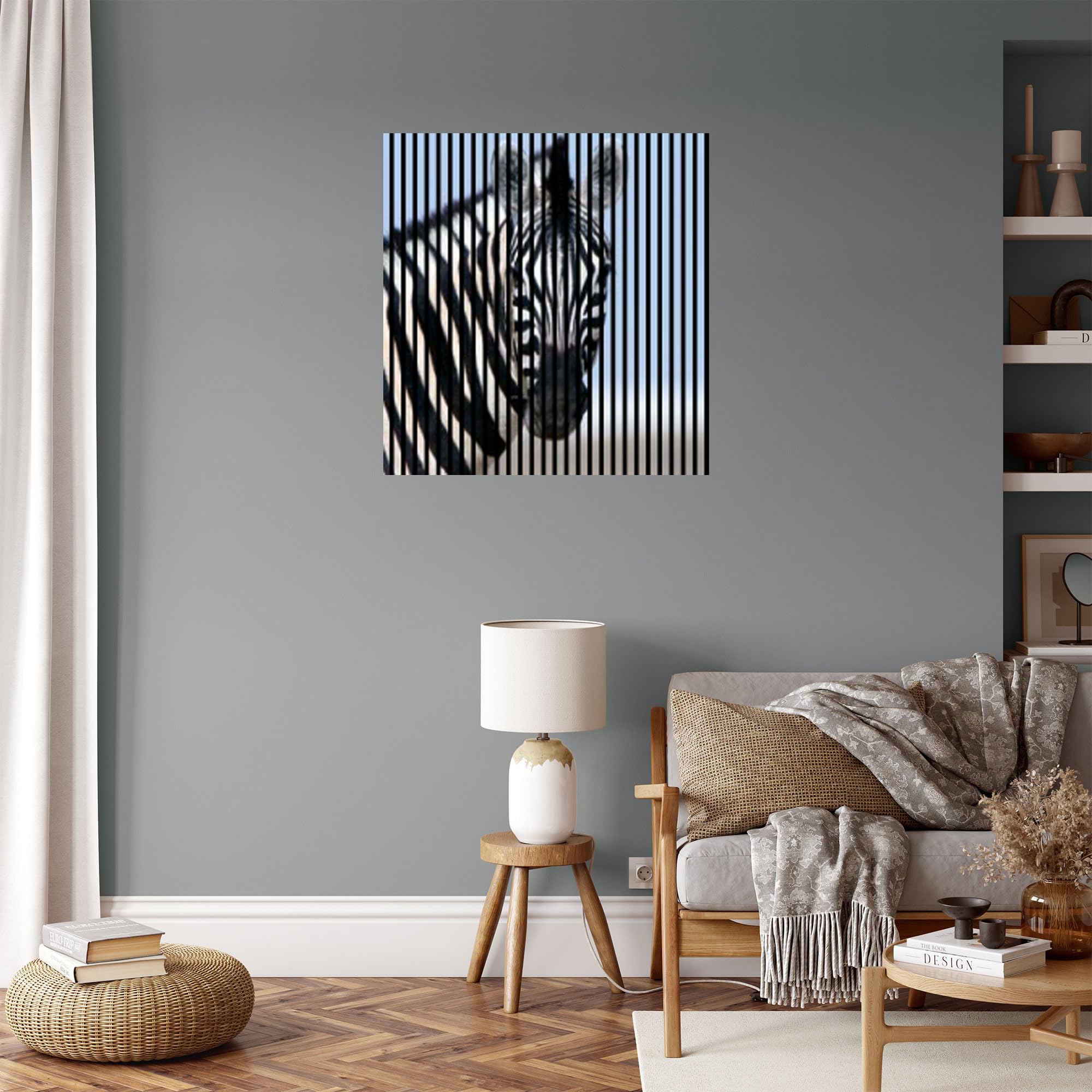 Panele akustyczne z nadrukiem cyfrowym Zebra01 19 x 1133 x 1195 mm zebra MDF włókna PET panele ścienne czarne białe niebieskie 2 pojedyncze płyty