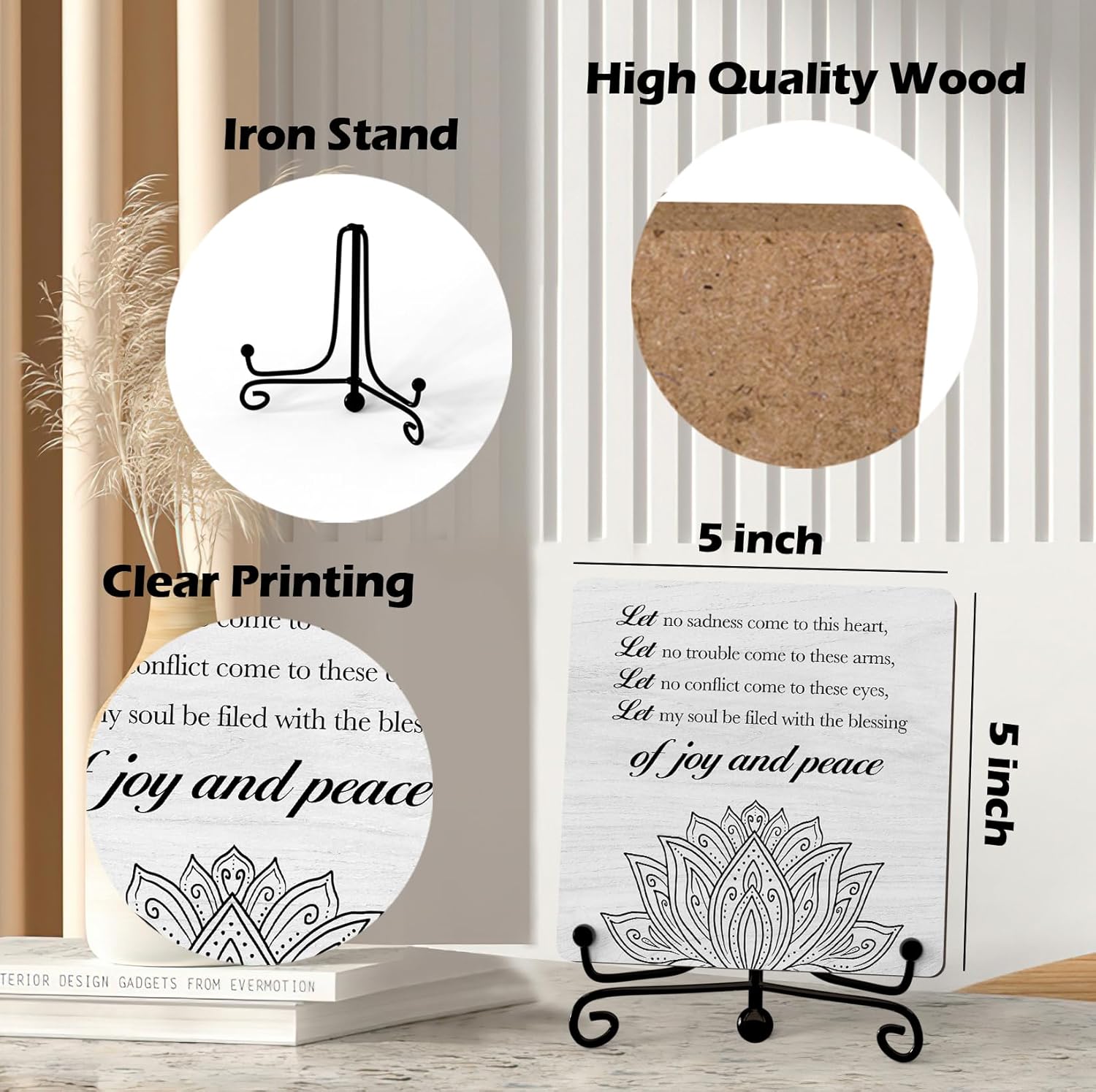 Zen Decor, Blessing Of Joy And Peace Sign, Home Decorations For Spiritual Yoga Meditation Room Office, Yoga Room Meditation Accessories, Shelf Decor, n07 - Image 2