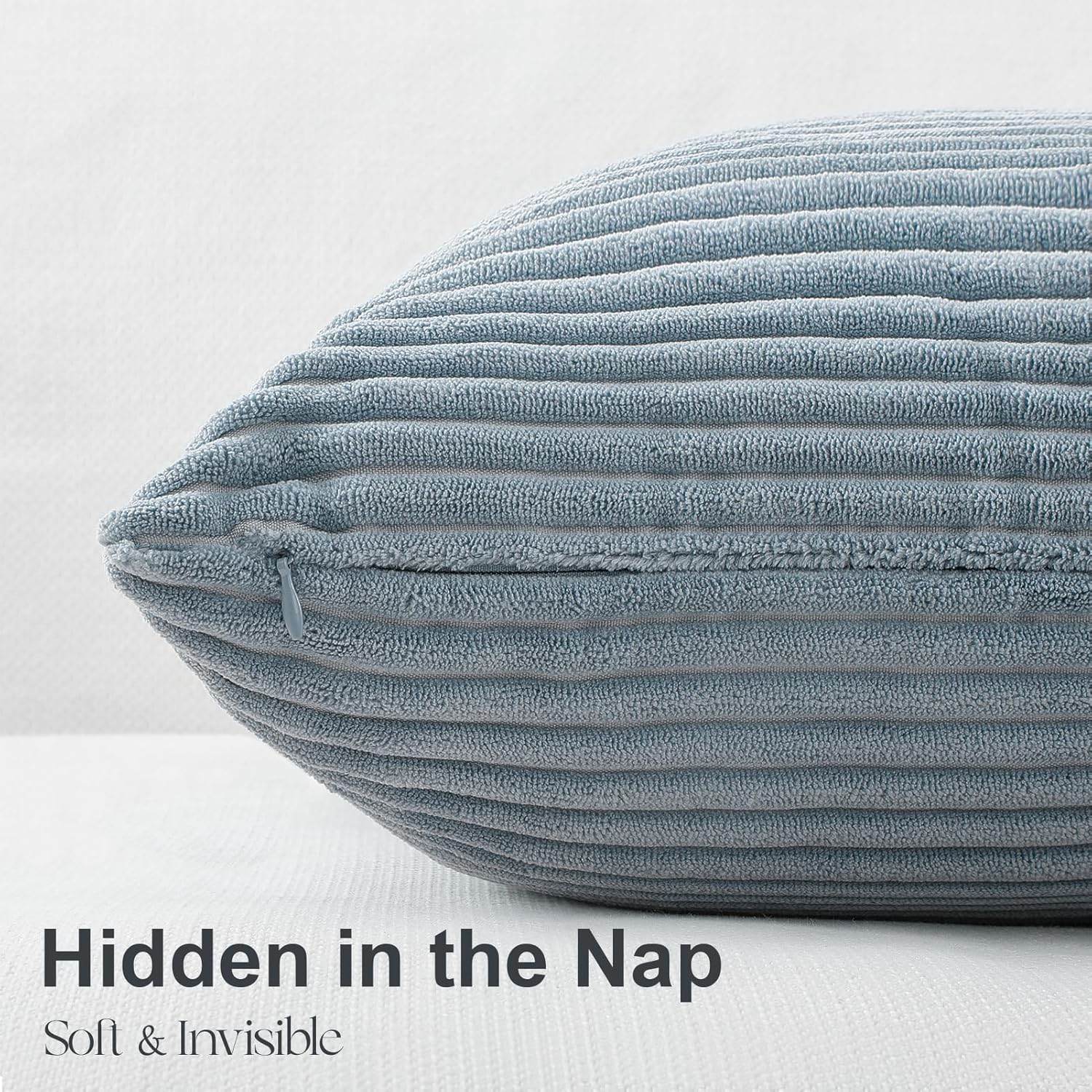 Topfinel NavyBlue Decorative Throw Pillow Covers,20x20 Pillow Covers Set of 4 with Striped Corduroy,Boho Soft Accent Cushion Covers for Couch,Bed,Living Room Home Decor