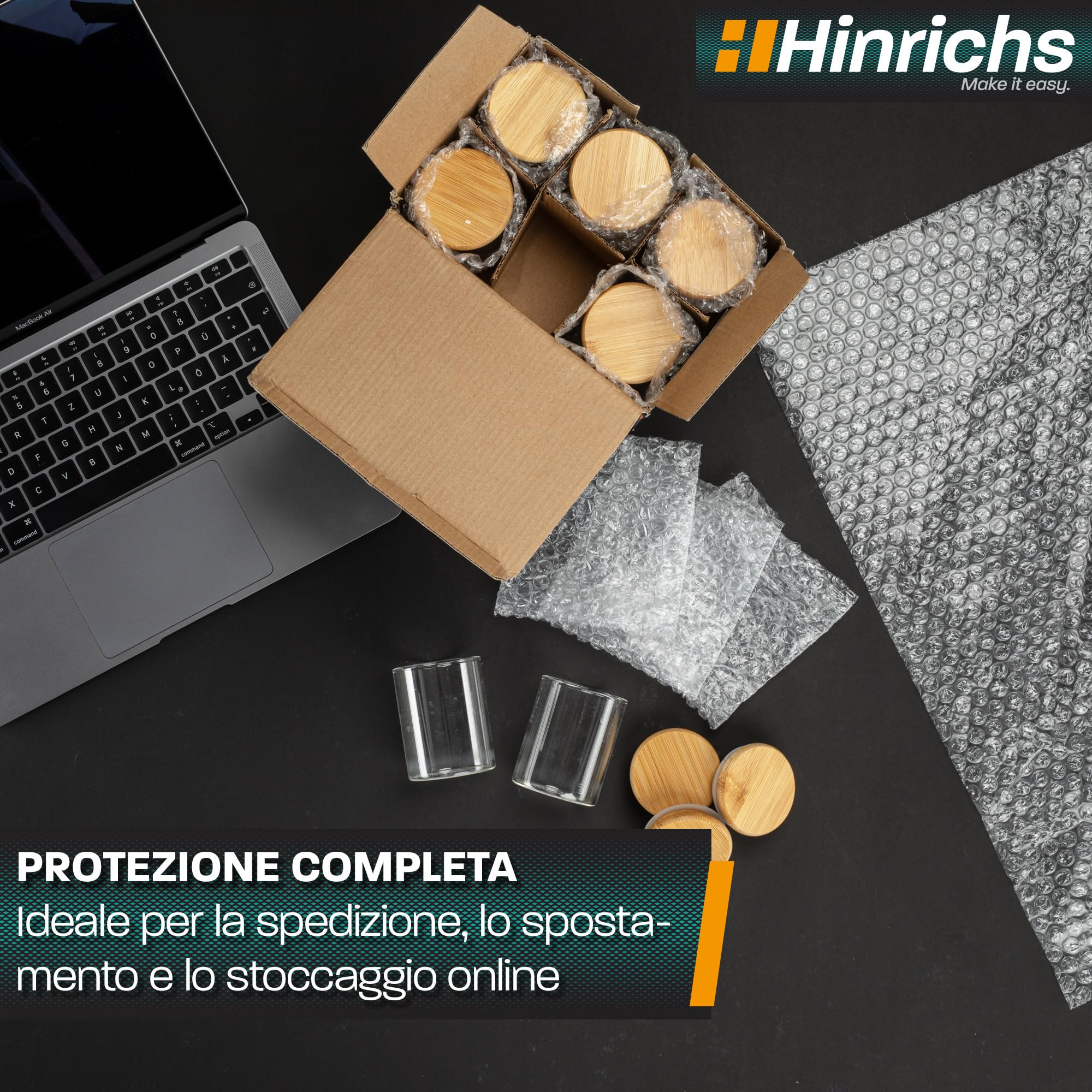 Hinrichs Rotolo Pluriball Imballaggio 10m Riciclabile Bolle Oggetti Fragili