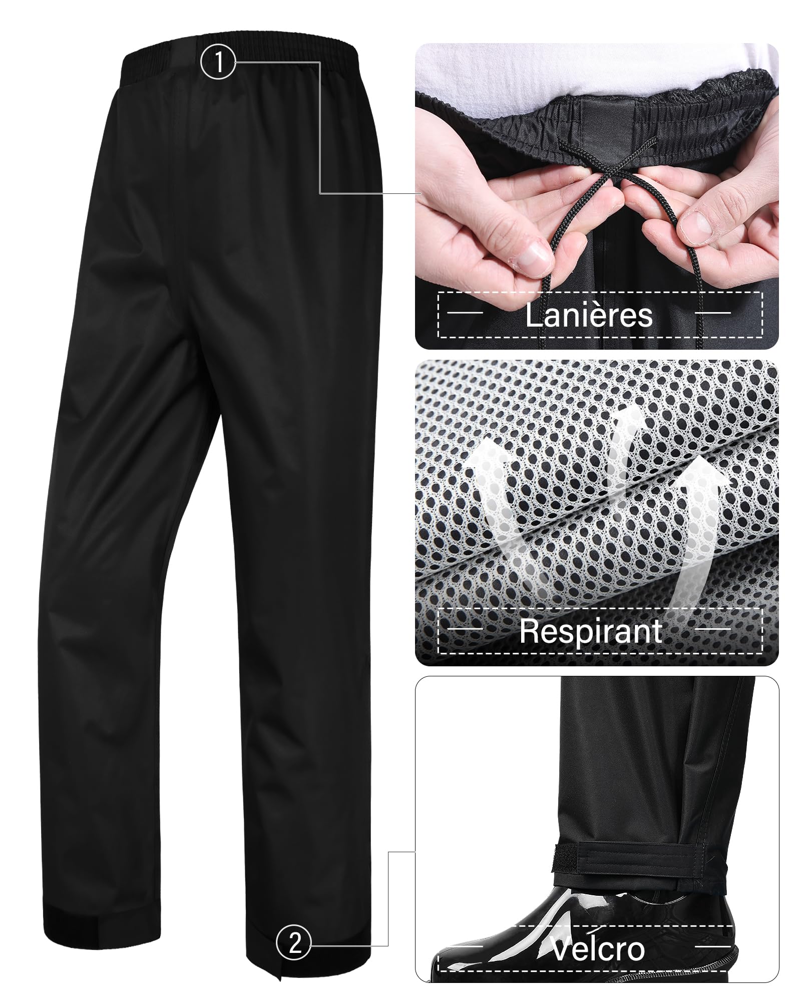 Combinaison de Pluie Imperméable et Réfléchissante Pantalon de Pluie Extérieur Homme/Femme Blouson Léger Veste de Randonnée