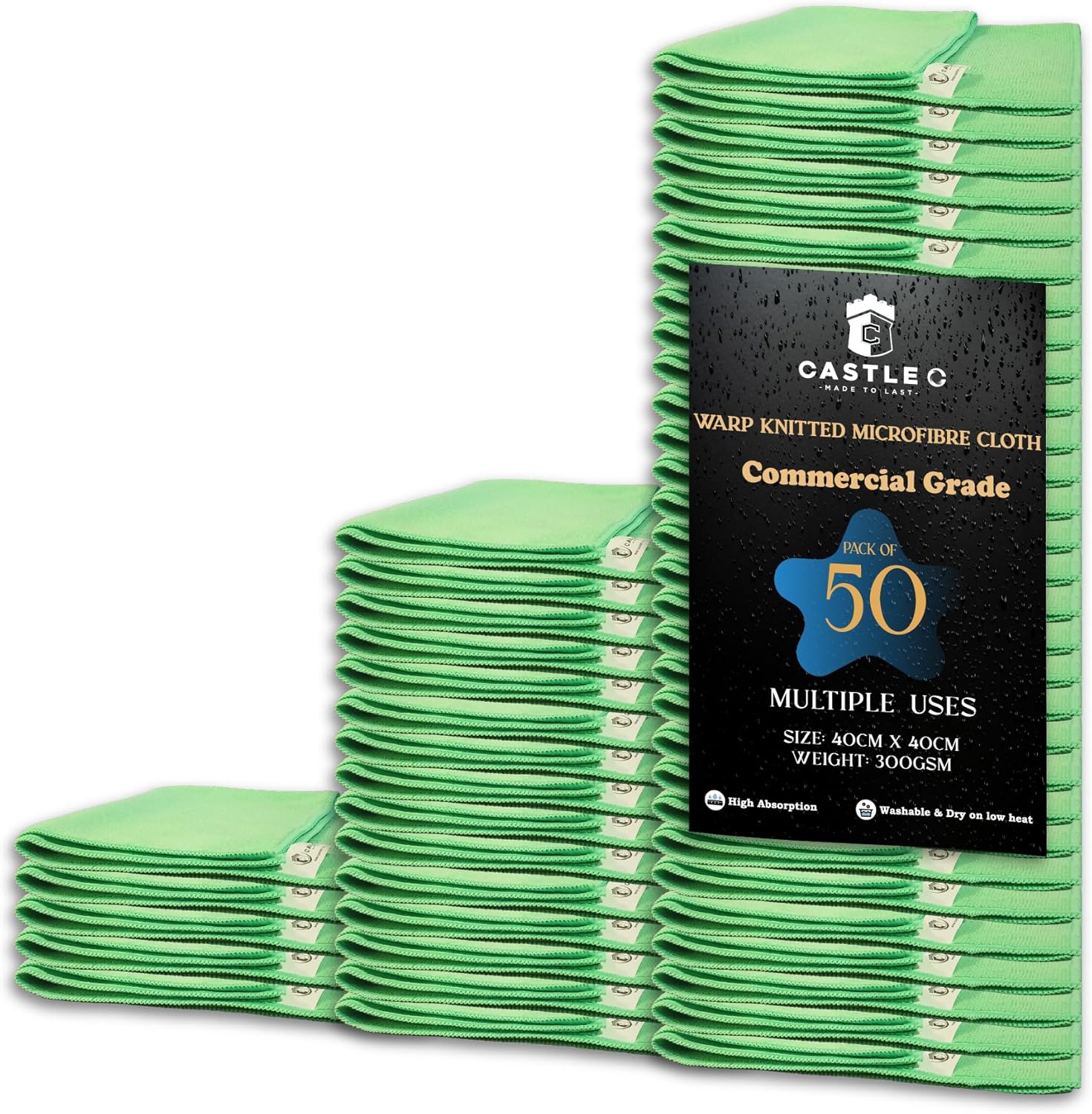 Commercial Microfibre Cleaning Cloths Pack Green