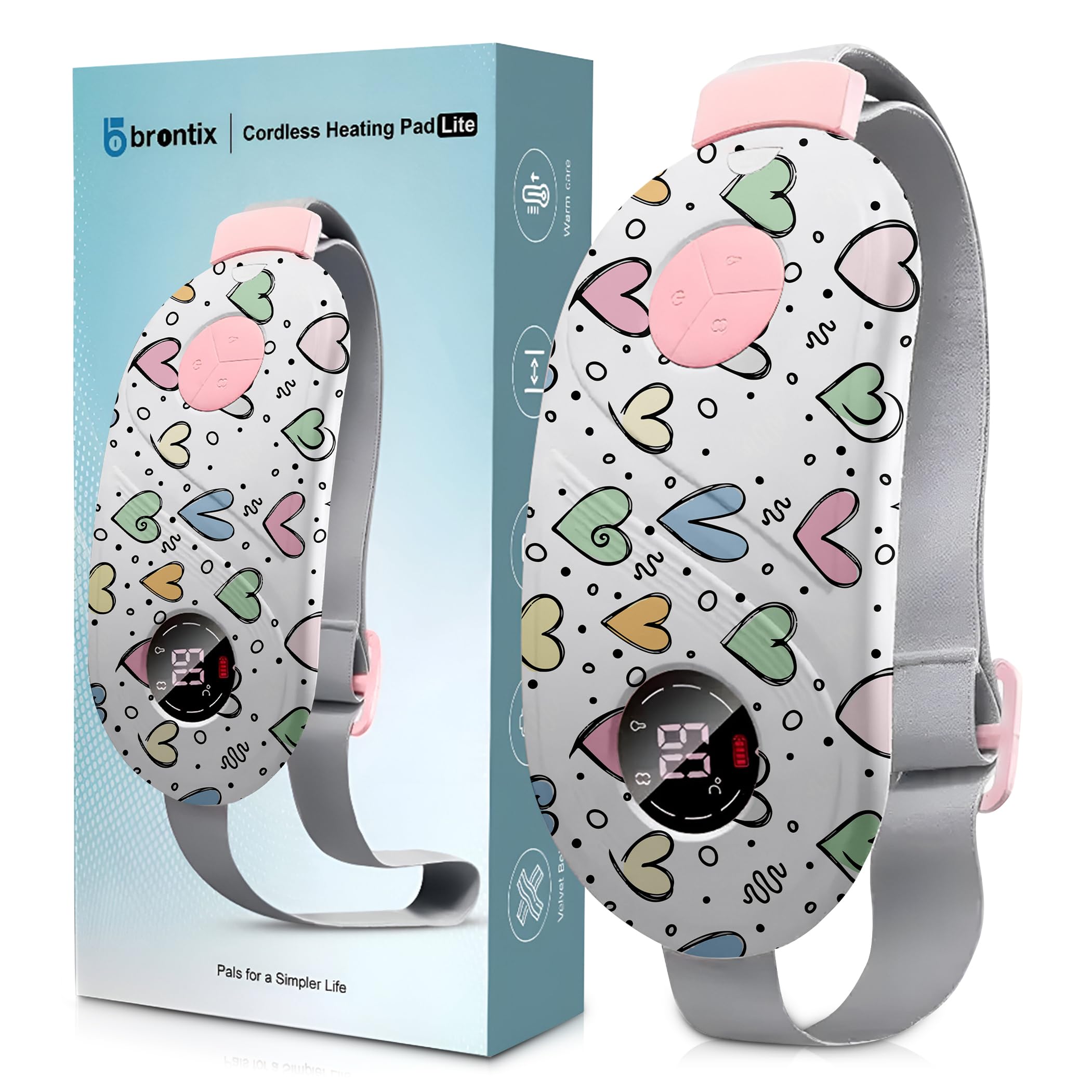 BRONTIX Period Cramp Relief Massager for Women | Portable Cordless Menstrual Pain Relief Heating Pad with 6 Heat & Massage Modes | Electric Periods Cramp Massager | Perfect Gifts for Woman | Menstrual Pain Relief Heating Pad, with 6 Heat & Massage Modes, Electric Periods Cramp Massager, Perfect Gifts for Woman discount deal