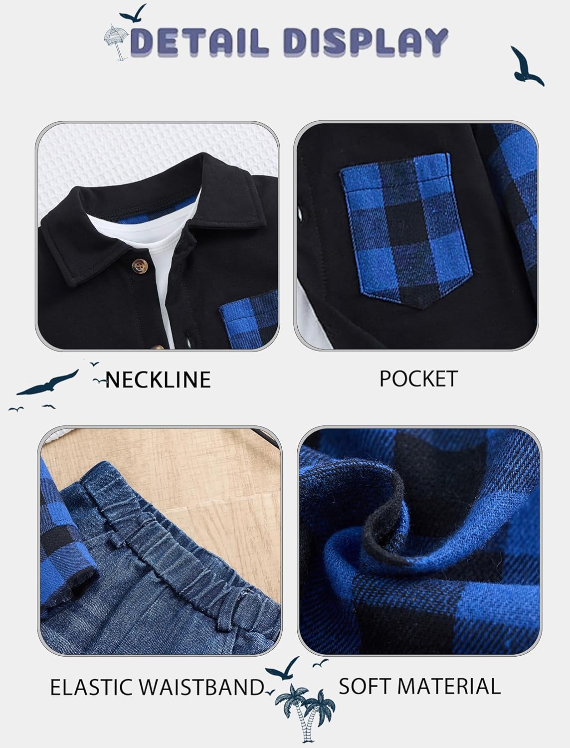 Toddler Baby Boy Clothes Flannel Long Sleeve Plaid Shirt Ripped Denim Jeans Outfit Set Boys Fall Outfits 2-6 Years - Image 6