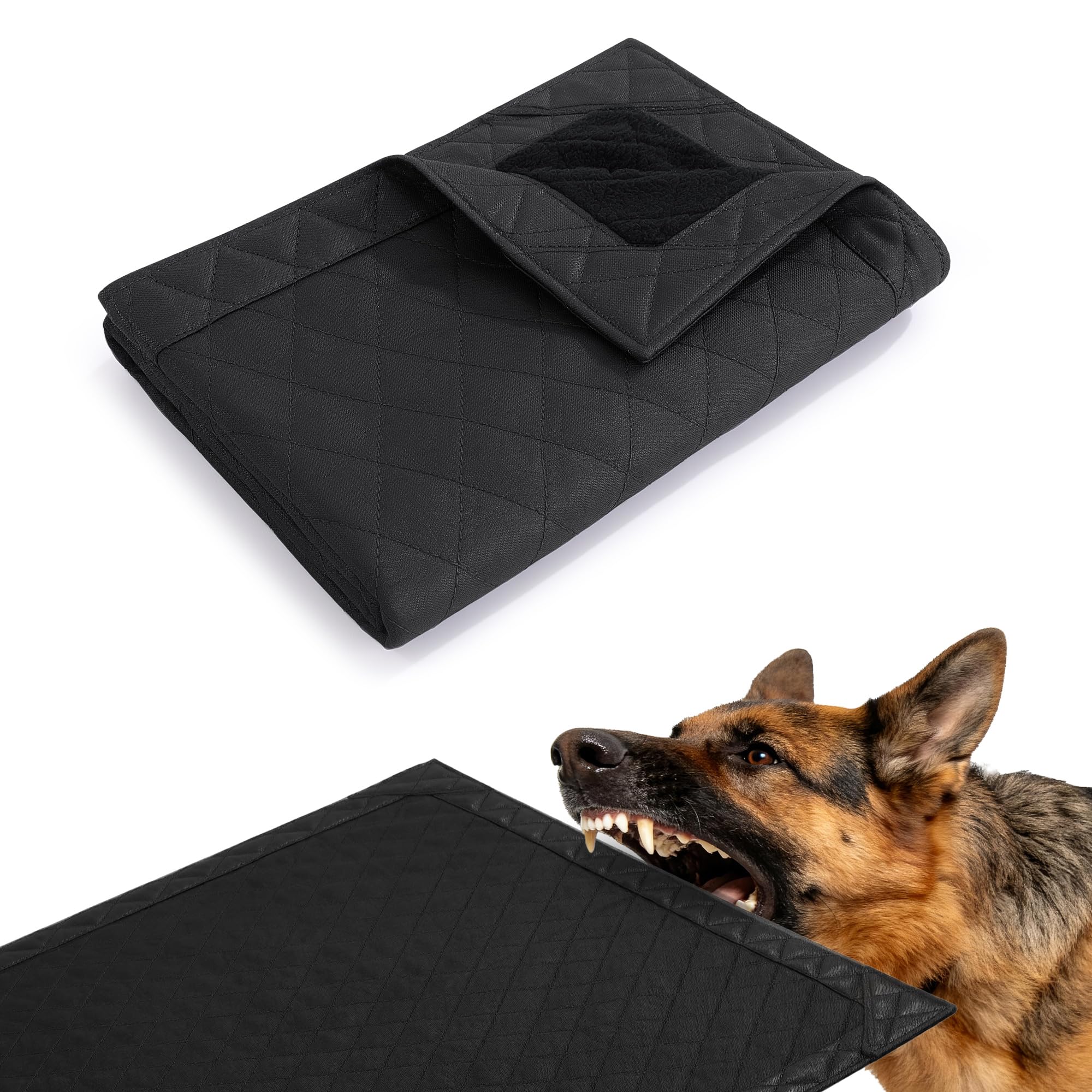 HOMBYS Randverstärkte, unzerstörbare Hundedecke, 101,6 x 71,1 cm, kaufest, reißfest und wasserdicht, Haustierdecke für aggressive Kauer, robuster Möbelschutz für Couch, Bett und Kiste, Schwarz