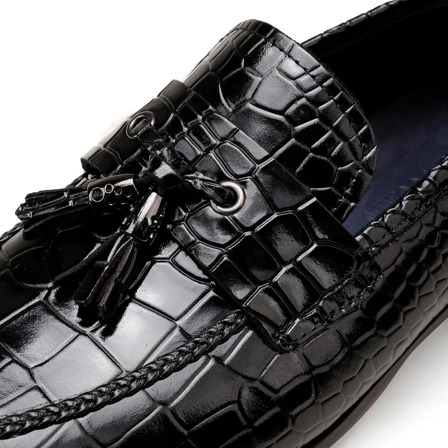 Tassel Loafer for Mens, Casual Crocodile Printed Tassel Dress Shoes Leather Slip-on Penny Loafer for Men - Image 2