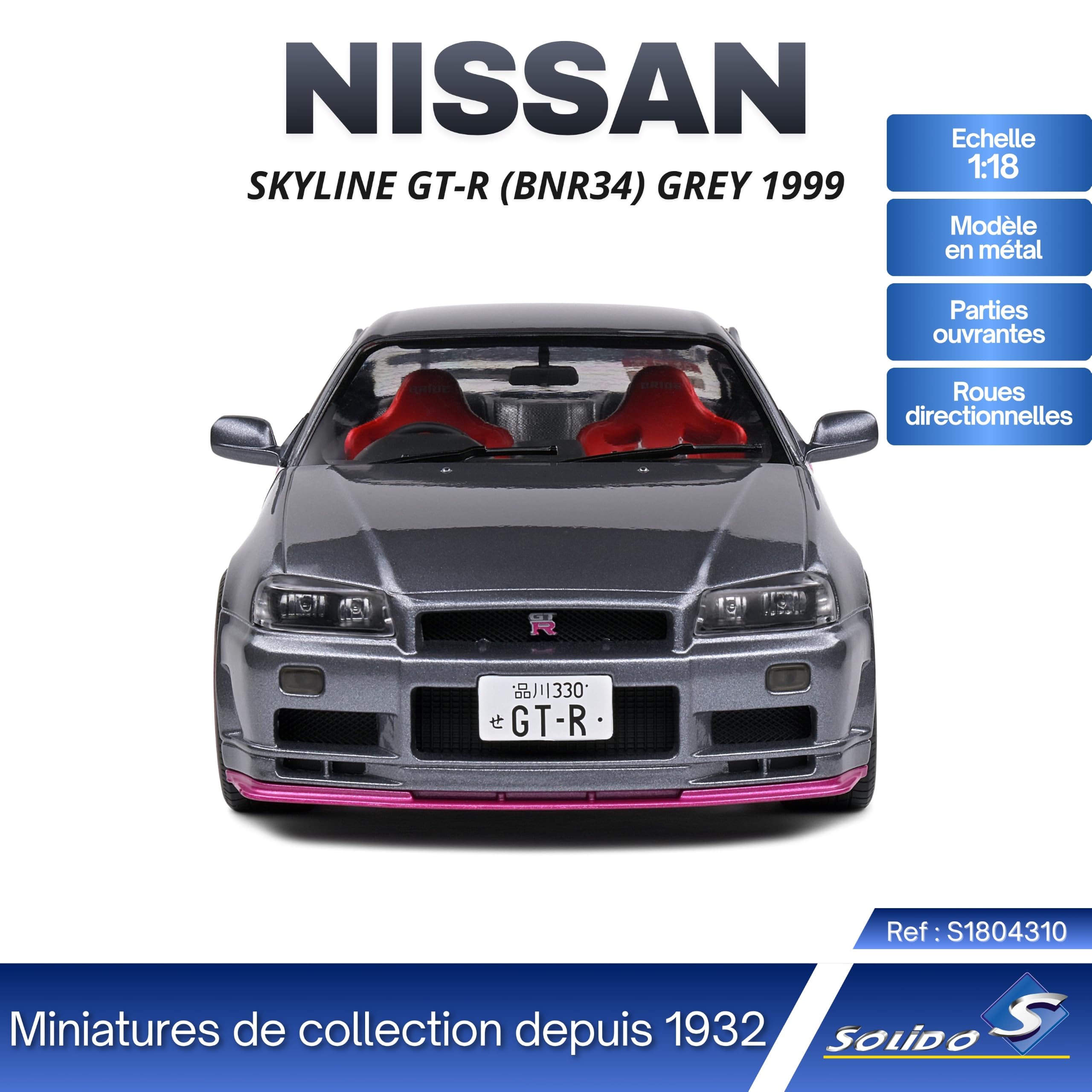 Solido 1:18 Nissan Skyline GTR-R34 odlewana waga model samochodu