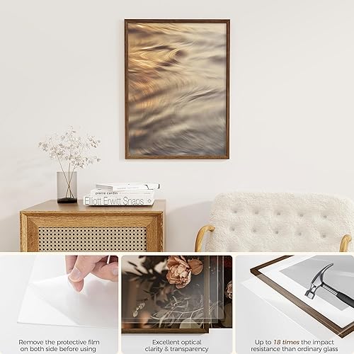 Miniatura 87 de Fun Memories Portarretratos de metal de 16 x 20 pulgadas con paspartú de 11 x 14 pulgadas, acabado de aluminio cepillado, parte delantera de vidrio