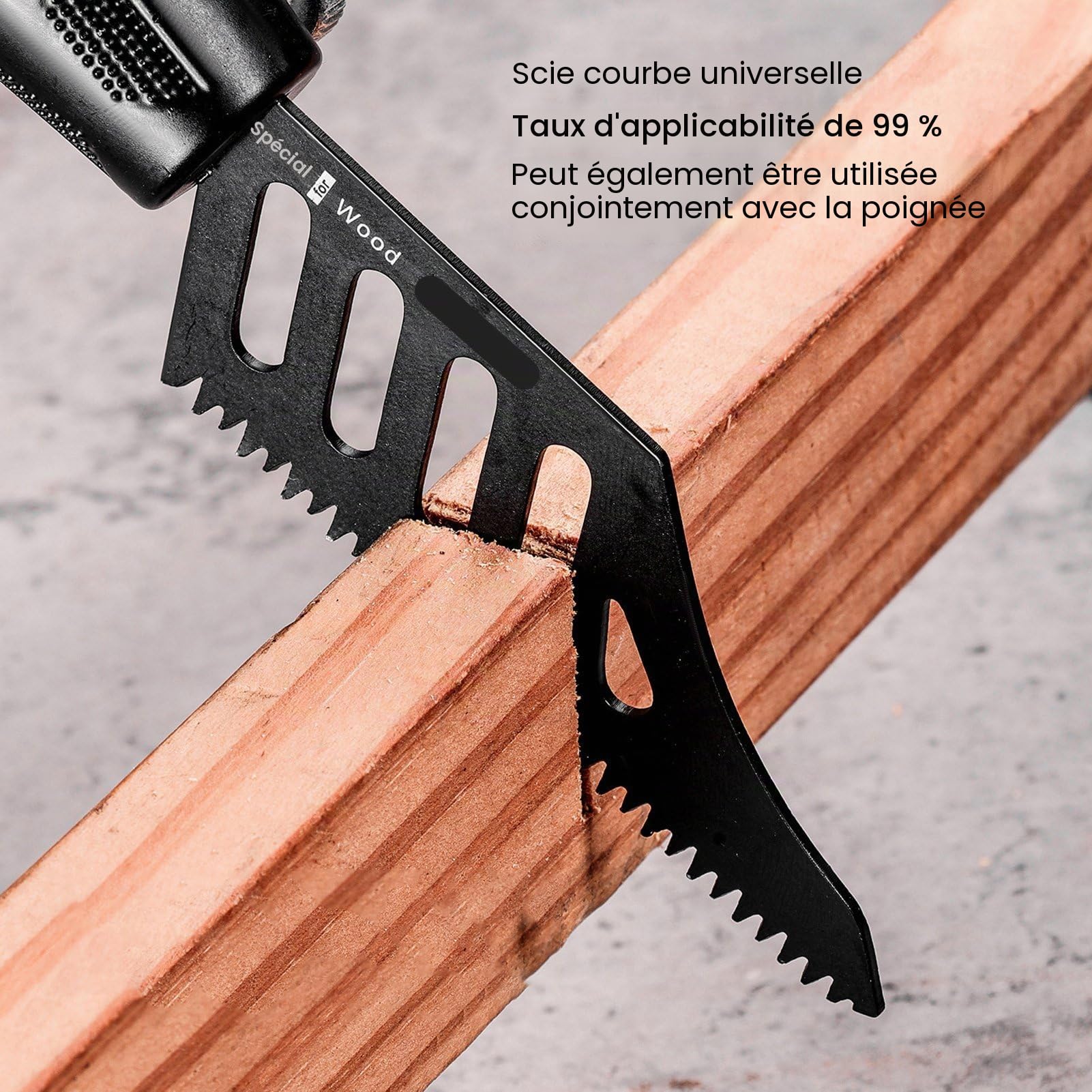 5pcs Lame de Scie Sauteuse de Coupe Affleurante, Lames de Scie Sauteuse à 3 Dents Face avec Poignée, Lames de Scie à Courbe Irrégulière pour Couper les Cloisons Sèches, Métal,
