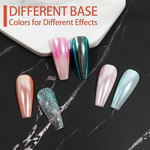 Vista 58 de Artdone Polvo de uñas cromado, efecto espejo metálico, pigmento cromado, iridiscente, aurora, brillantina, sirena, perla, kit de polvo para esmalte