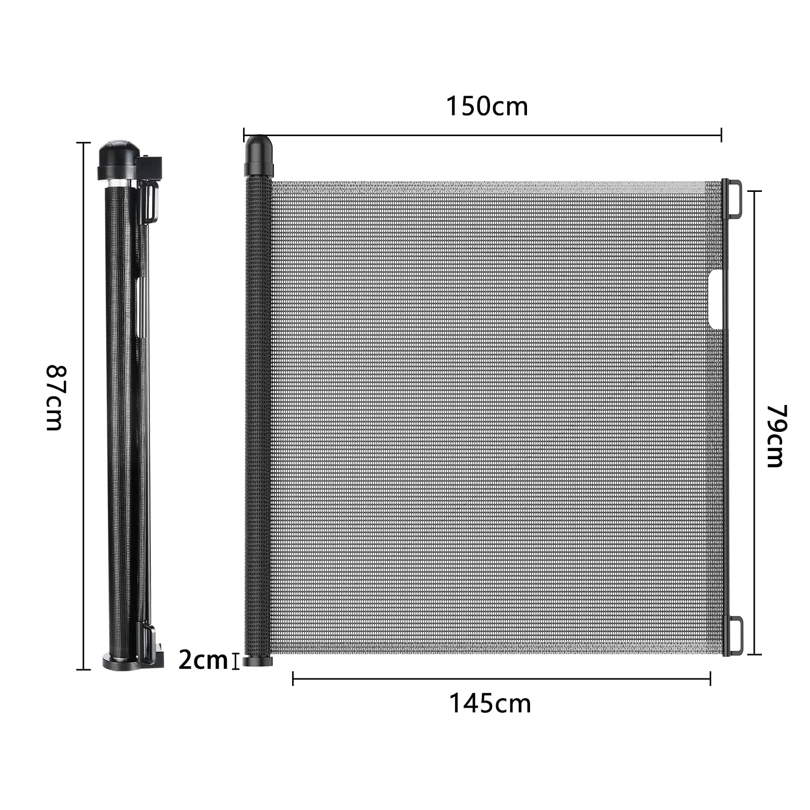 YARDIN Griglia di protezione per scale, per porte ed interni ed esterni (0-150 cm, altezza 87 cm, nero)