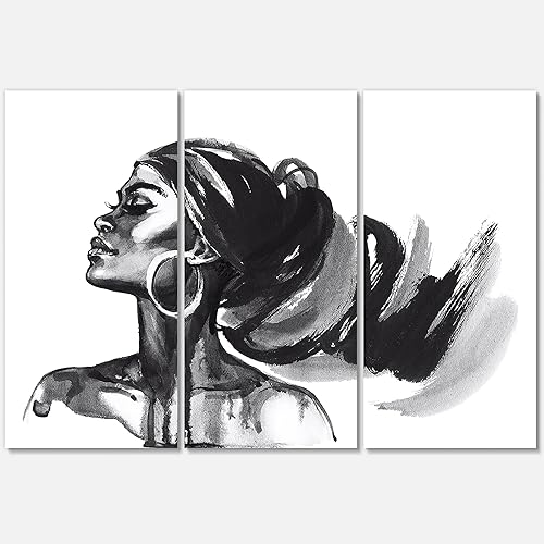 Miniatura 3 de DesignQ Retrato monocromático de mujer afroamericana IV moderno lienzo arte de pared