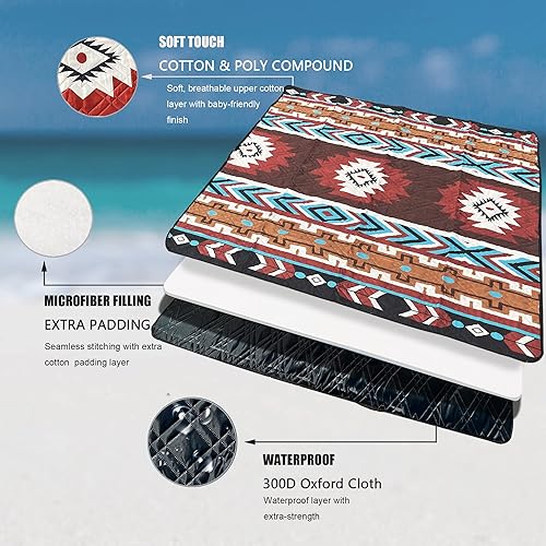 Miniatura 3 de Manta de picnic para la playa, a prueba de arena, impermeable, 79 x 59 pulgadas, 3 capas, manta de playa a prueba de arena, manta de picnic