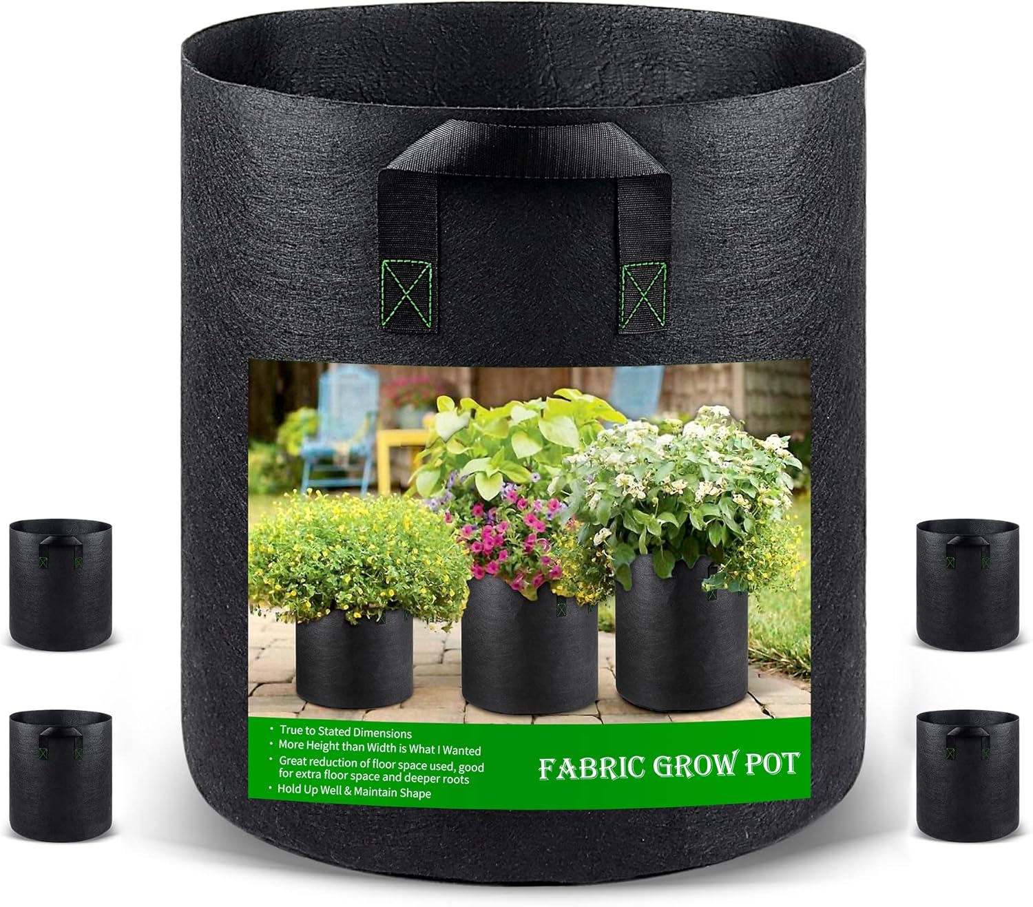 GreenTiger Tall Grow Bags, 4Pack 15 US Gallon Grow Pots