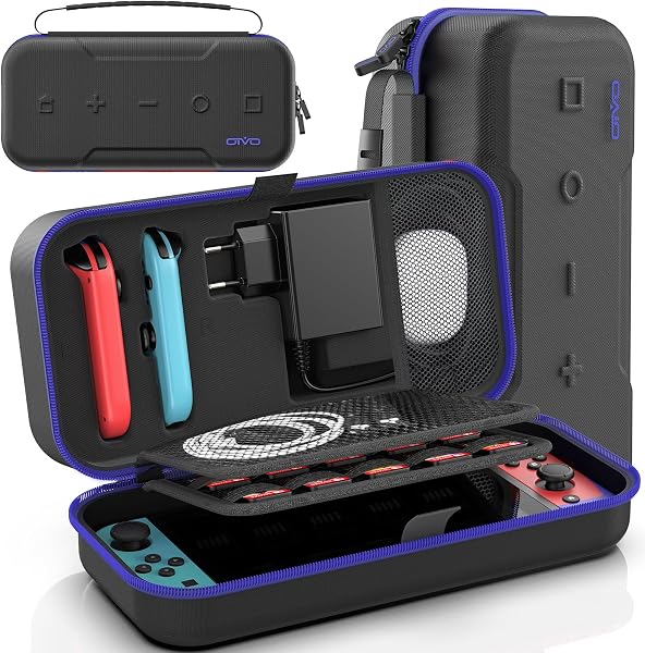OIVO Schutzhülle für Nintendo Switch und OLED, Harte Reisetasche für Nintendo Switch Zubehör und Konsole, Tragetasche Switch mit 20 Spielpatronen - 1